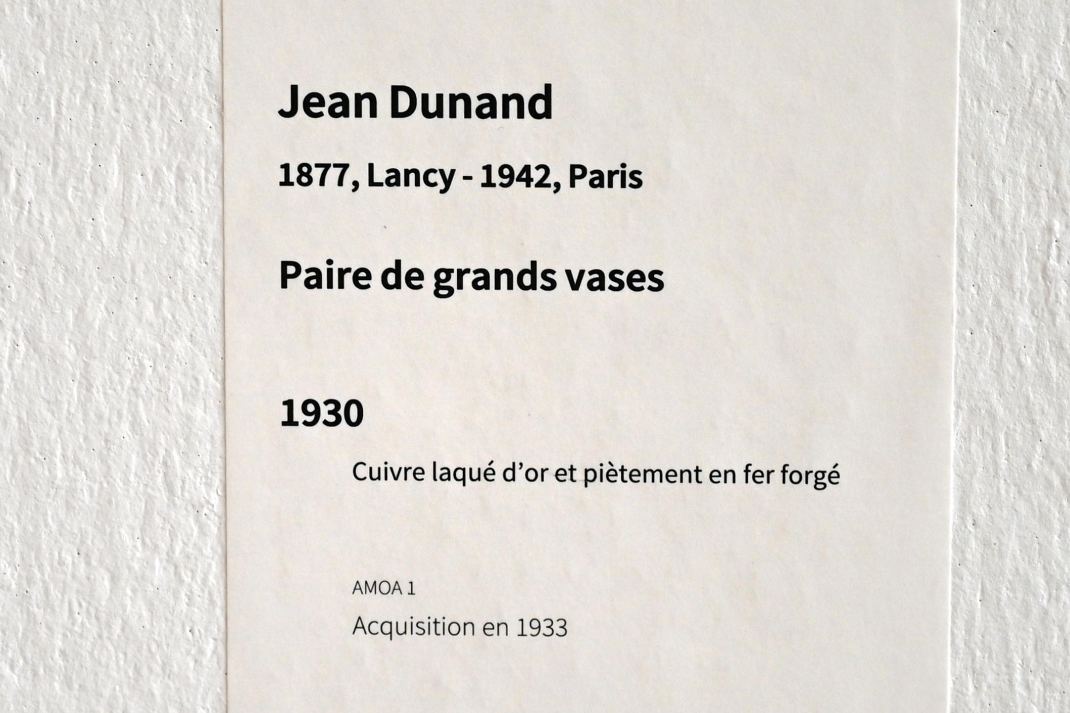 Jean Dunand (1930–1935), Paar große Vasen, Paris, Musée d’art moderne de la Ville de Paris, Saal 2, 1930, Bild 3/3