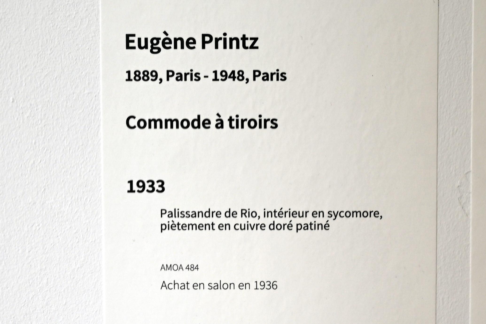 Eugène Printz (1933), Kommode, Paris, Musée d’art moderne de la Ville de Paris, Saal 2, 1933, Bild 2/2