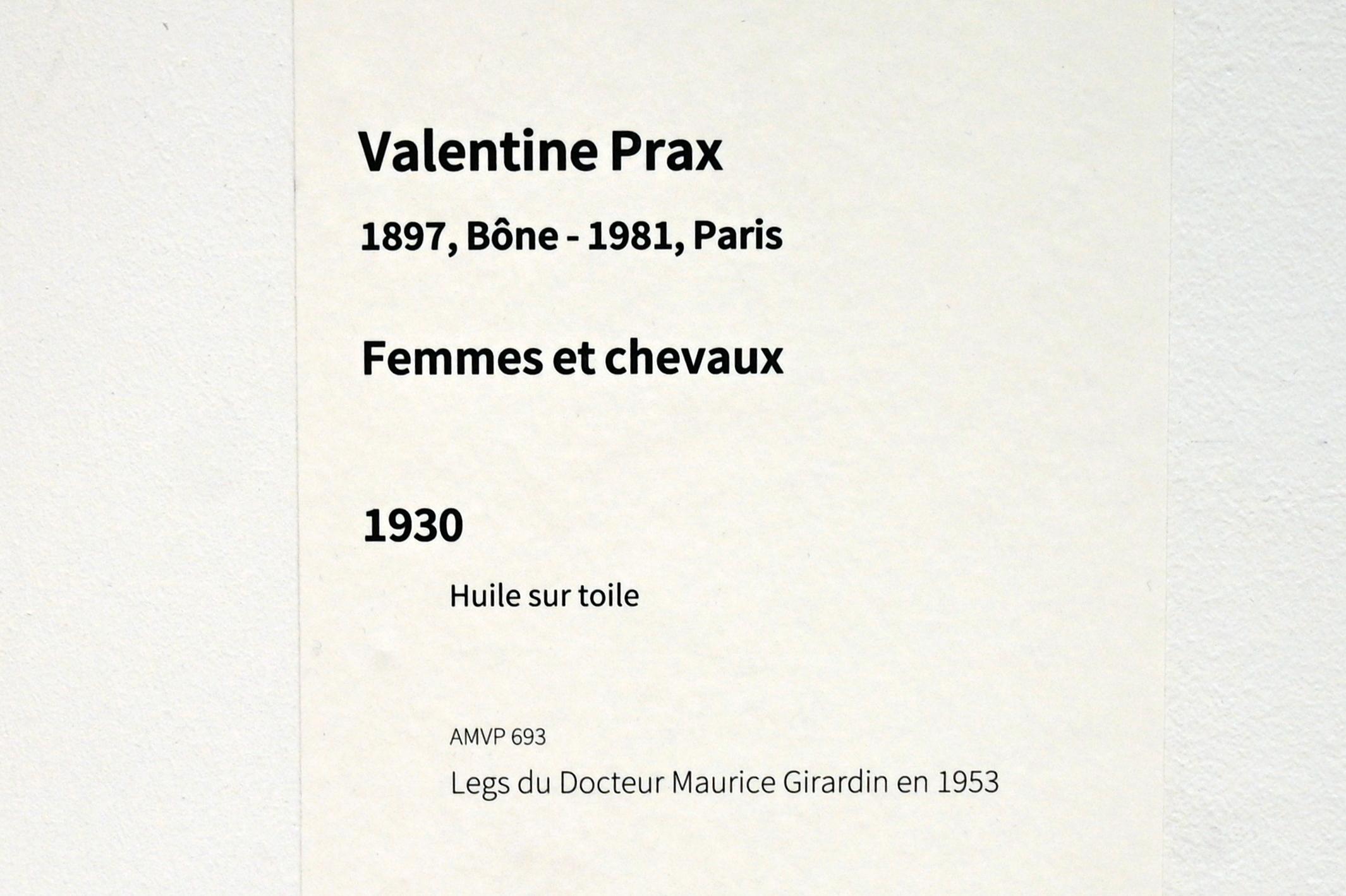 Valentine Prax (1930–1936), Frauen und Pferde, Paris, Musée d’art moderne de la Ville de Paris, Saal 3, 1930, Bild 2/2
