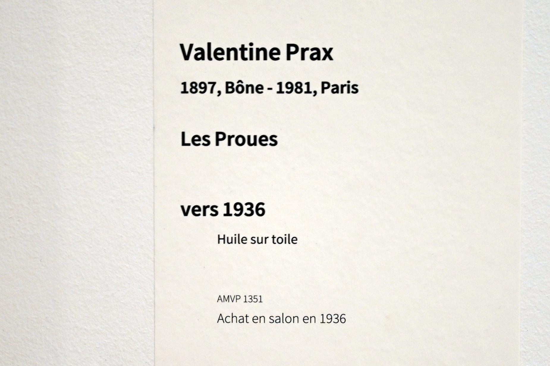 Valentine Prax (1930–1936), Schiffsbuge, Paris, Musée d’art moderne de la Ville de Paris, Saal 3, um 1936, Bild 2/2