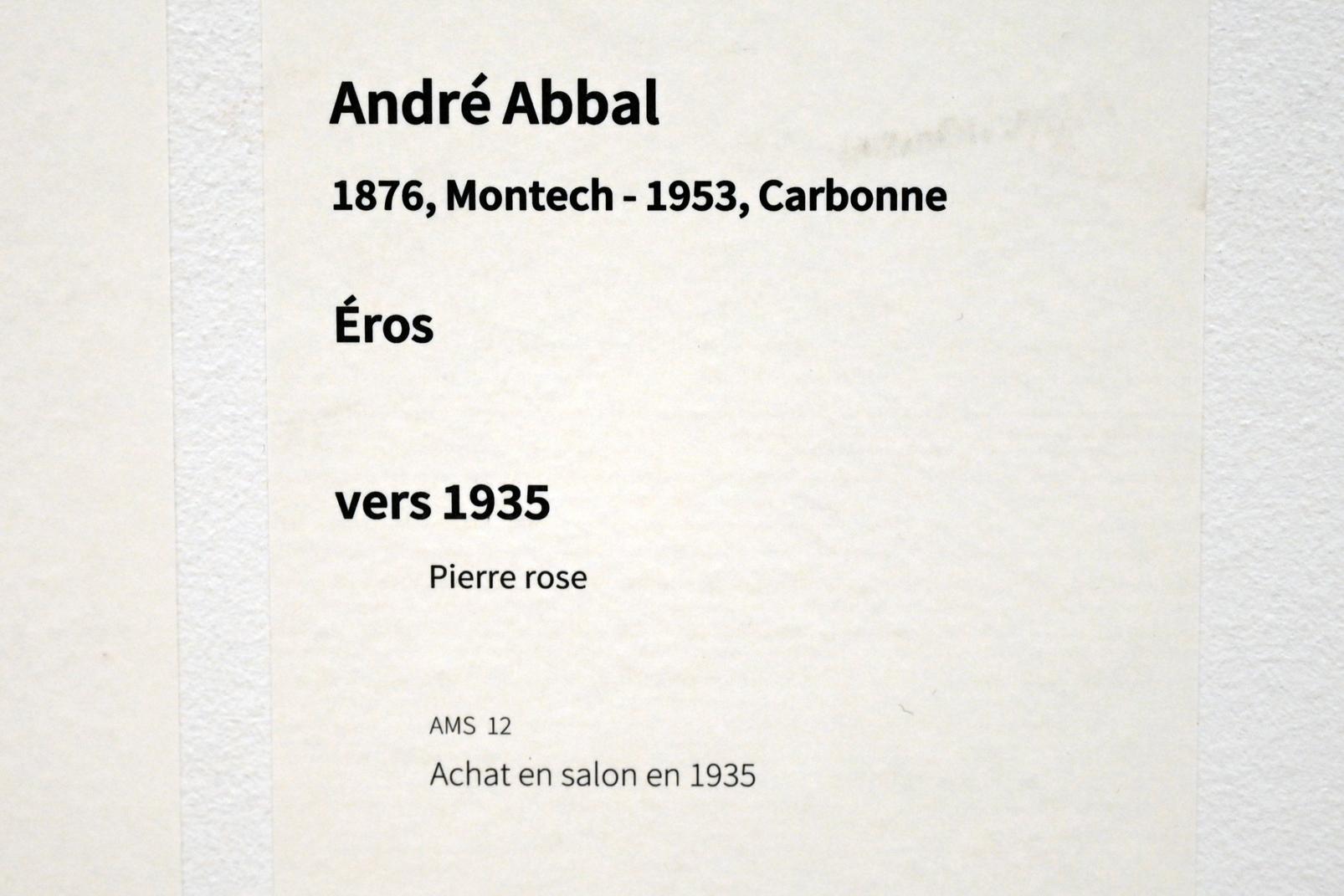 André Abbal (1935), Eros, Paris, Musée d’art moderne de la Ville de Paris, Saal 3, um 1935, Bild 4/4