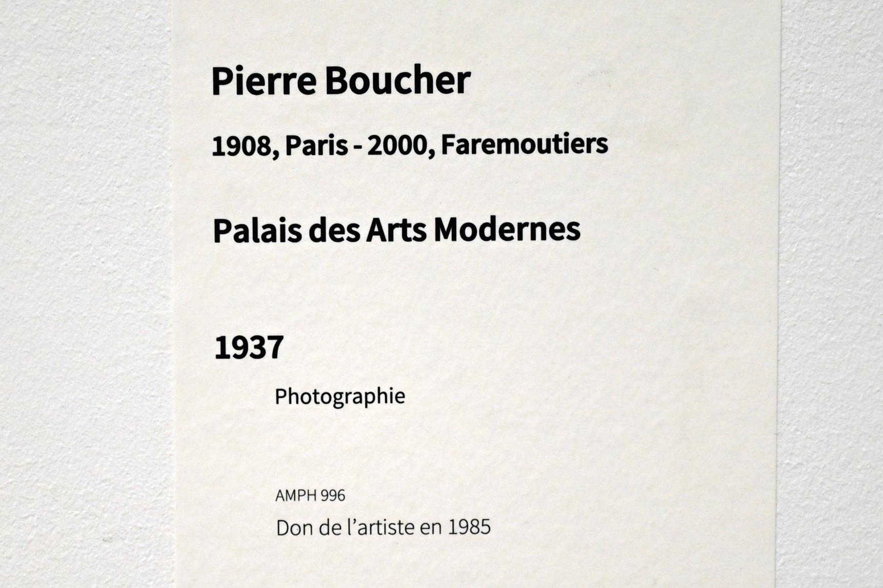 Pierre Boucher (1937), Palais des Musées d’art moderne, Paris, Musée d’art moderne de la Ville de Paris, Saal 3, 1937, Bild 2/2