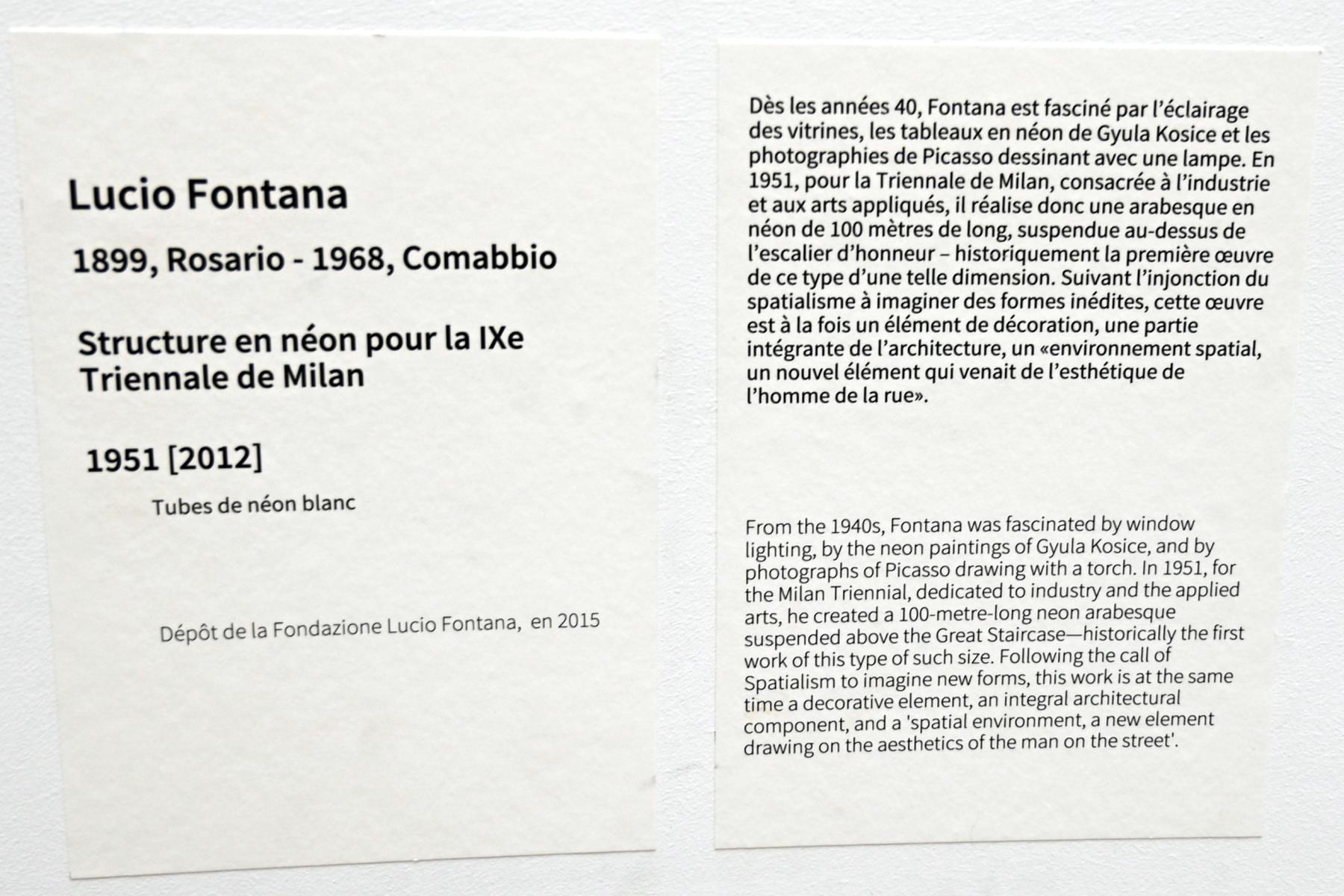 Lucio Fontana (1934–1966), Neon-Struktur für die Triennale Mailand IX, Paris, Musée d’art moderne de la Ville de Paris, Saal 4, 1951, Bild 5/5