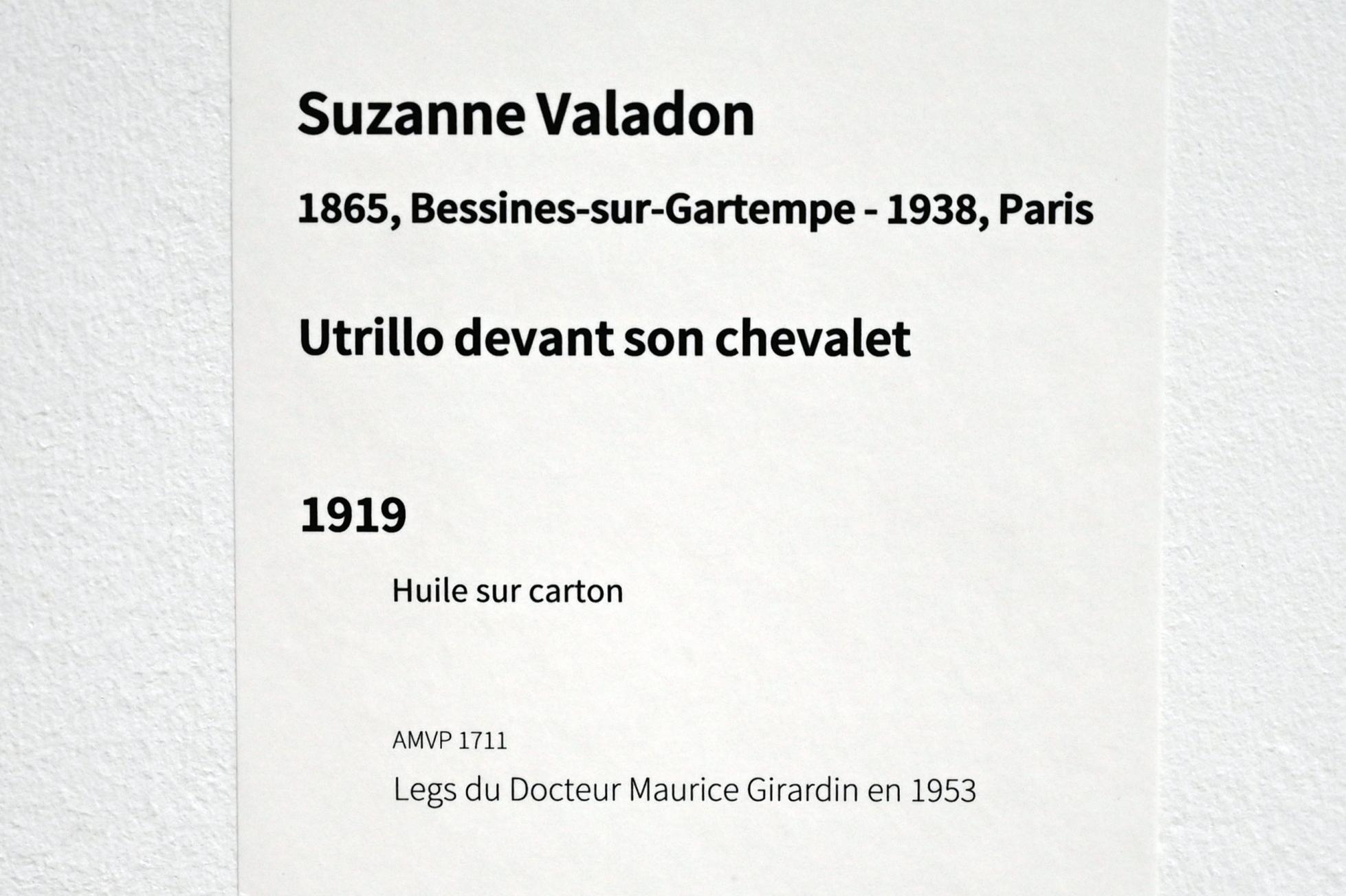 Suzanne (Marie-Clémentine) Valadon (1919–1930), Utrillo vor seiner Staffelei, Paris, Musée d’art moderne de la Ville de Paris, Saal 5, 1919, Bild 2/2