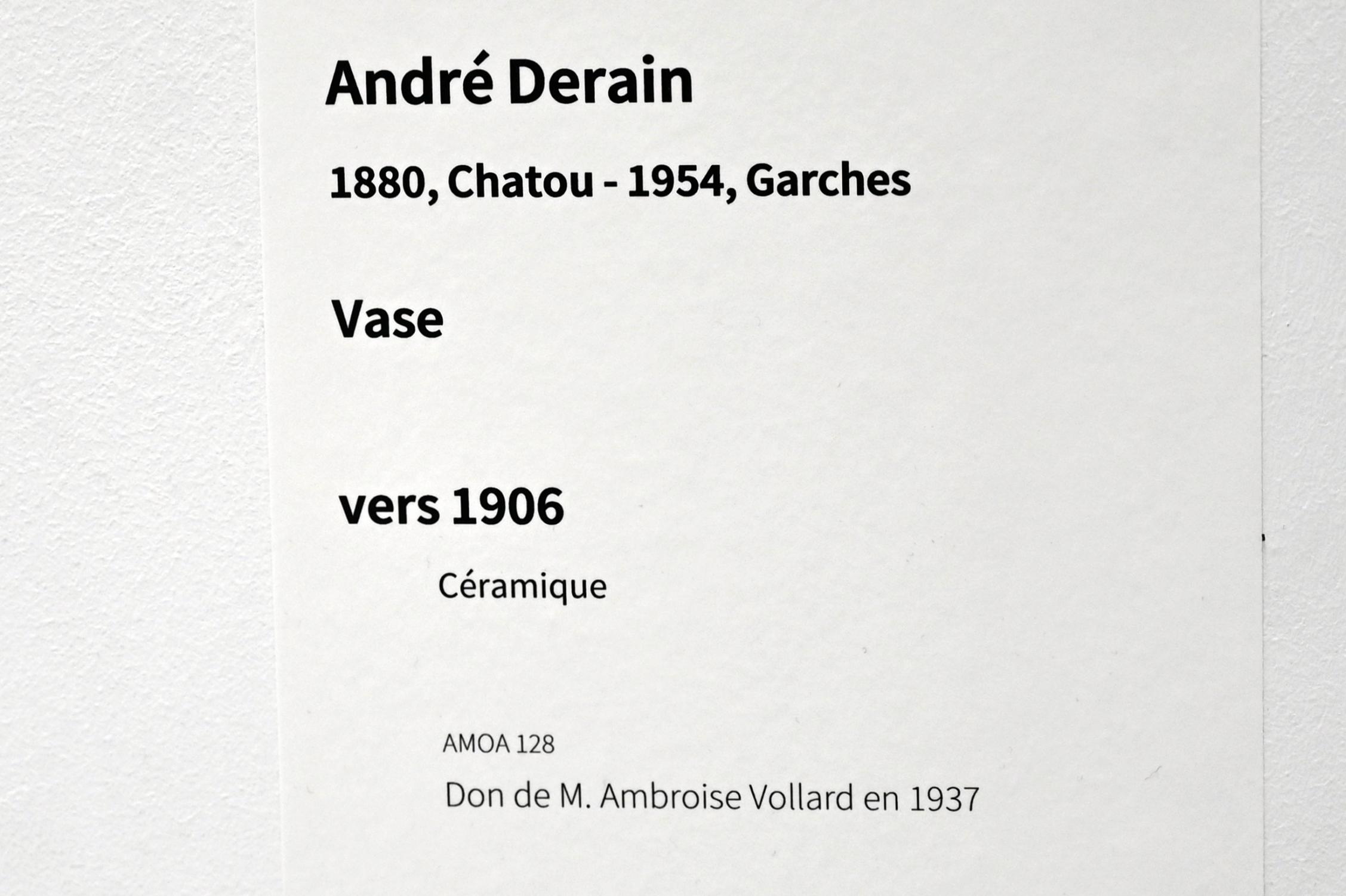 André Derain (1904–1944), Vase, Paris, Musée d’art moderne de la Ville de Paris, Saal 5, um 1906, Bild 2/2