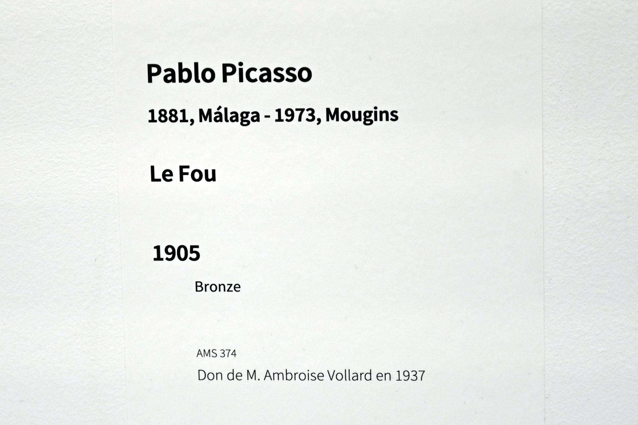 Pablo Picasso (1897–1972), Narr, Paris, Musée d’art moderne de la Ville de Paris, Saal 5, 1905, Bild 3/3