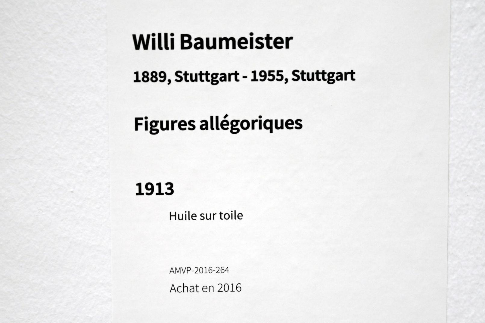 Willi Baumeister (1913–1955), Allegorische Figuren, Paris, Musée d’art moderne de la Ville de Paris, Saal 5, 1913, Bild 2/2