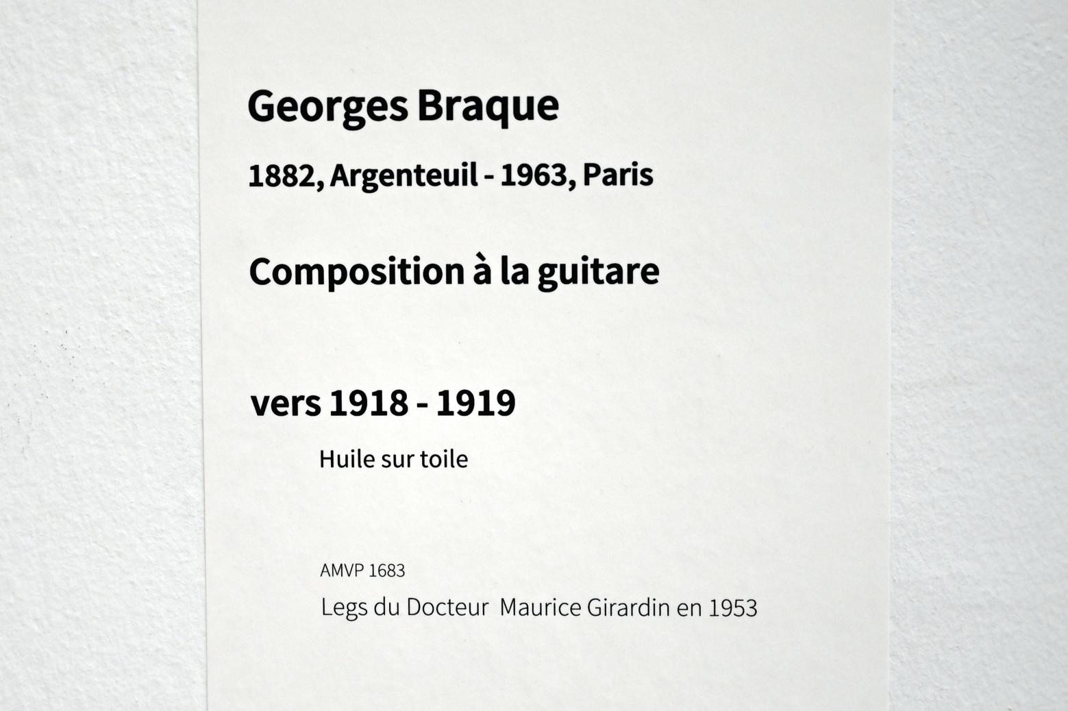Georges Braque (1906–1956), Komposition mit Gitarre, Paris, Musée d’art moderne de la Ville de Paris, Saal 5, um 1918–1919, Bild 2/2