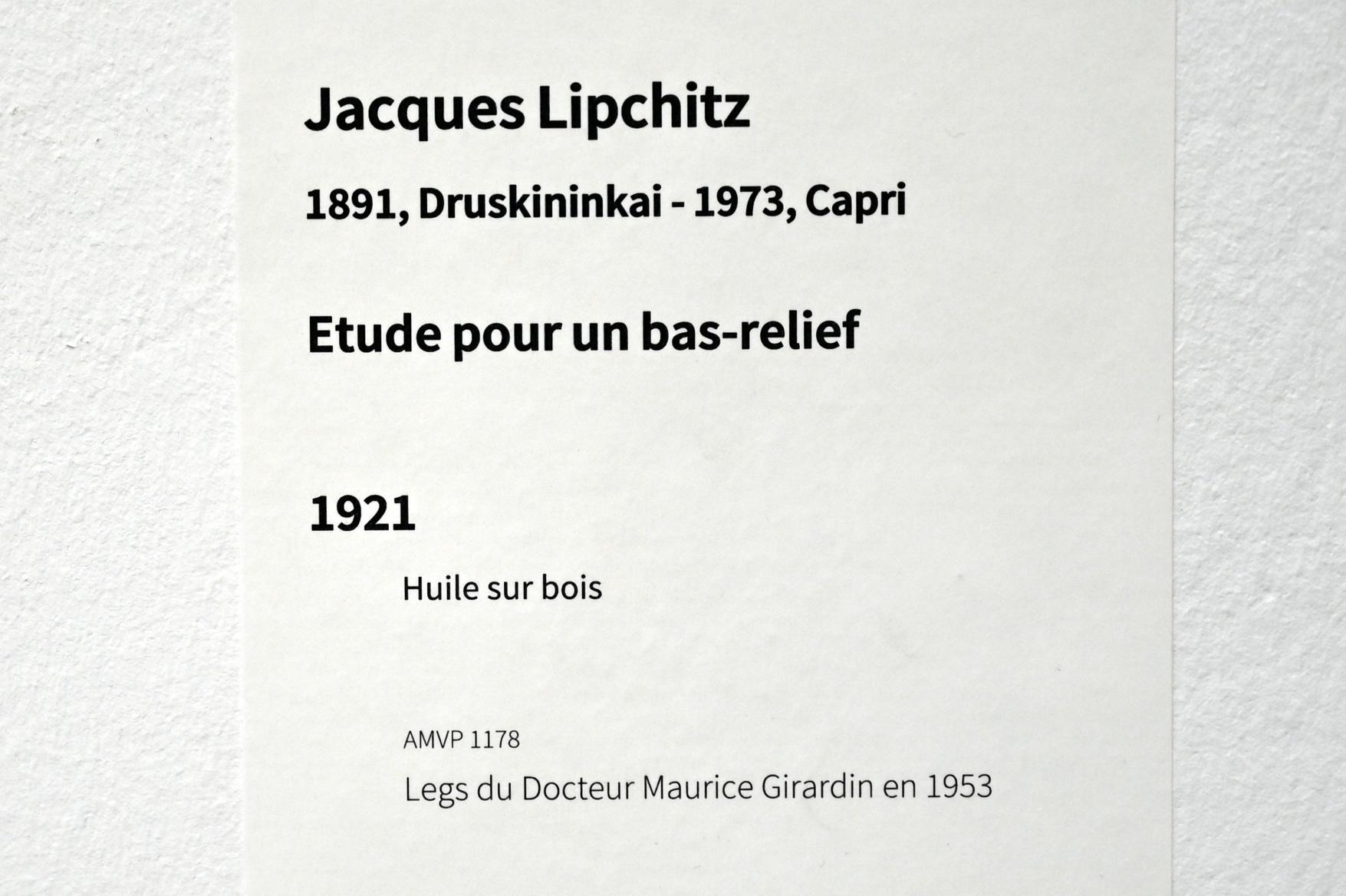 Jacques Lipchitz (1913–1938), Studie für ein Basrelief, Paris, Musée d’art moderne de la Ville de Paris, Saal 5, 1921, Bild 2/2