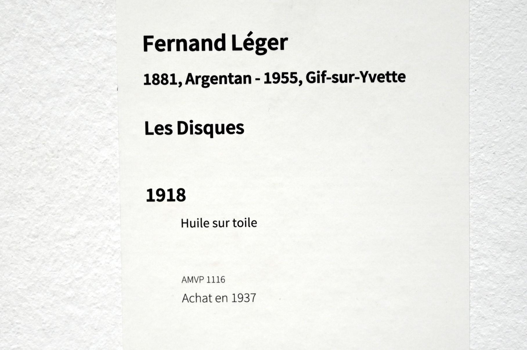 Fernand Léger (1912–1954), Scheiben, Paris, Musée d’art moderne de la Ville de Paris, Saal 5, 1918, Bild 2/2