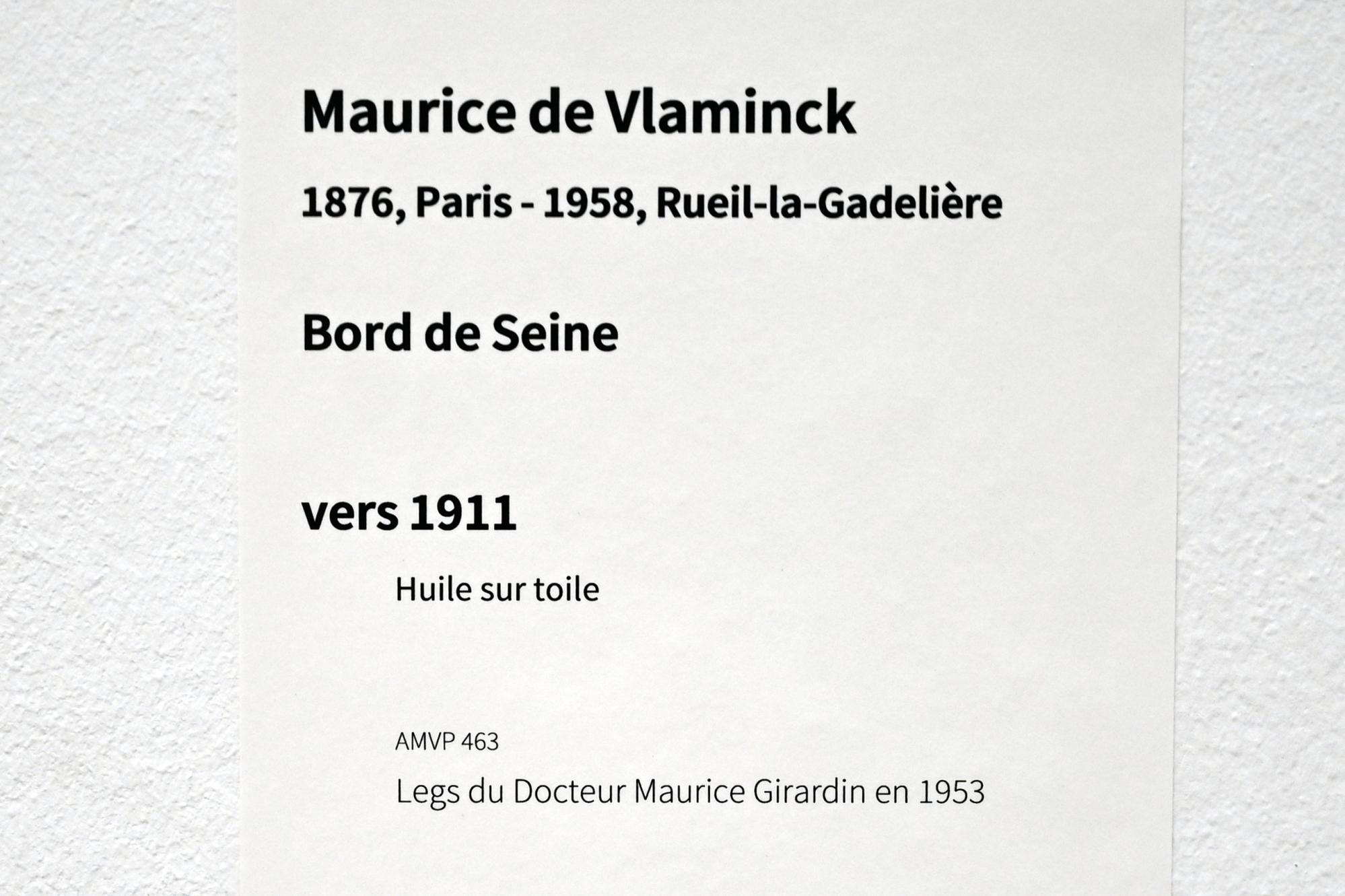 Maurice de Vlaminck (1905–1930), Seineufer, Paris, Musée d’art moderne de la Ville de Paris, Saal 6, um 1911, Bild 2/2