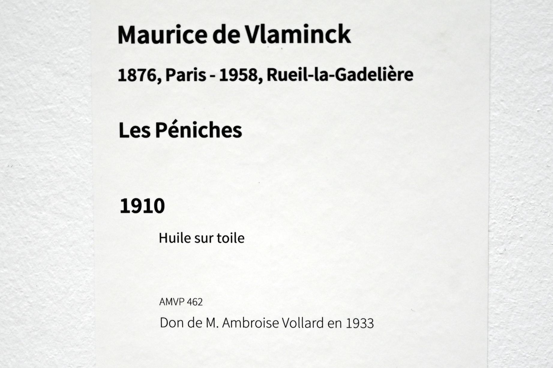 Maurice de Vlaminck (1905–1930), Frachtkähne, Paris, Musée d’art moderne de la Ville de Paris, Saal 6, 1910, Bild 2/2