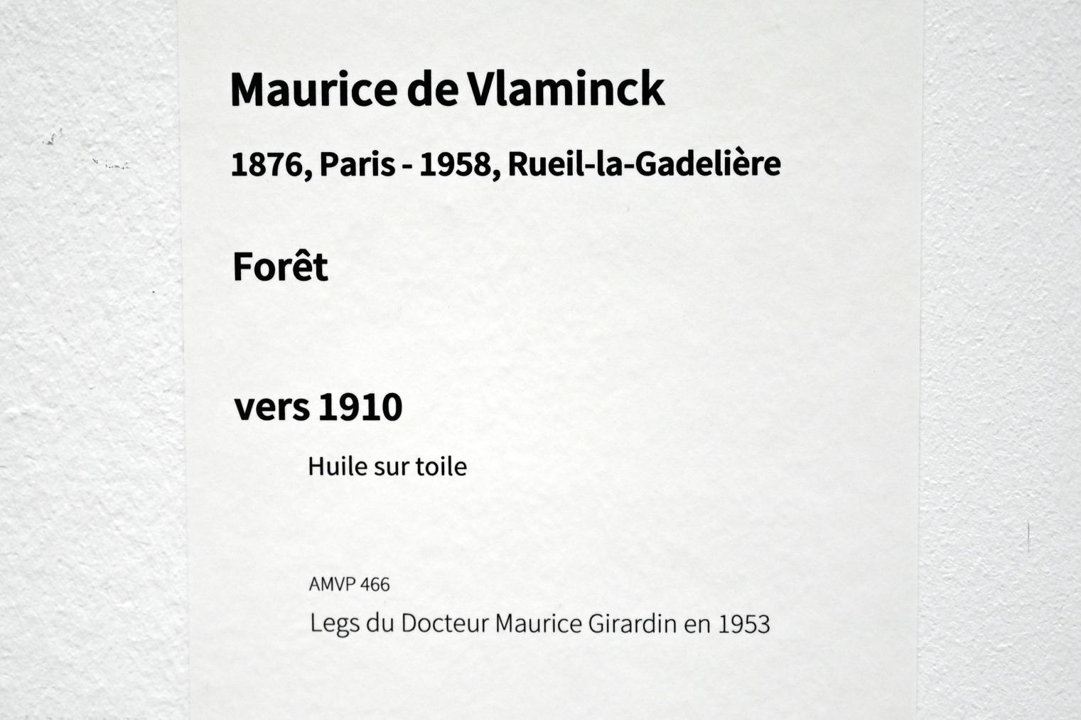 Maurice de Vlaminck (1905–1930), Wald, Paris, Musée d’art moderne de la Ville de Paris, Saal 6, um 1910, Bild 2/2