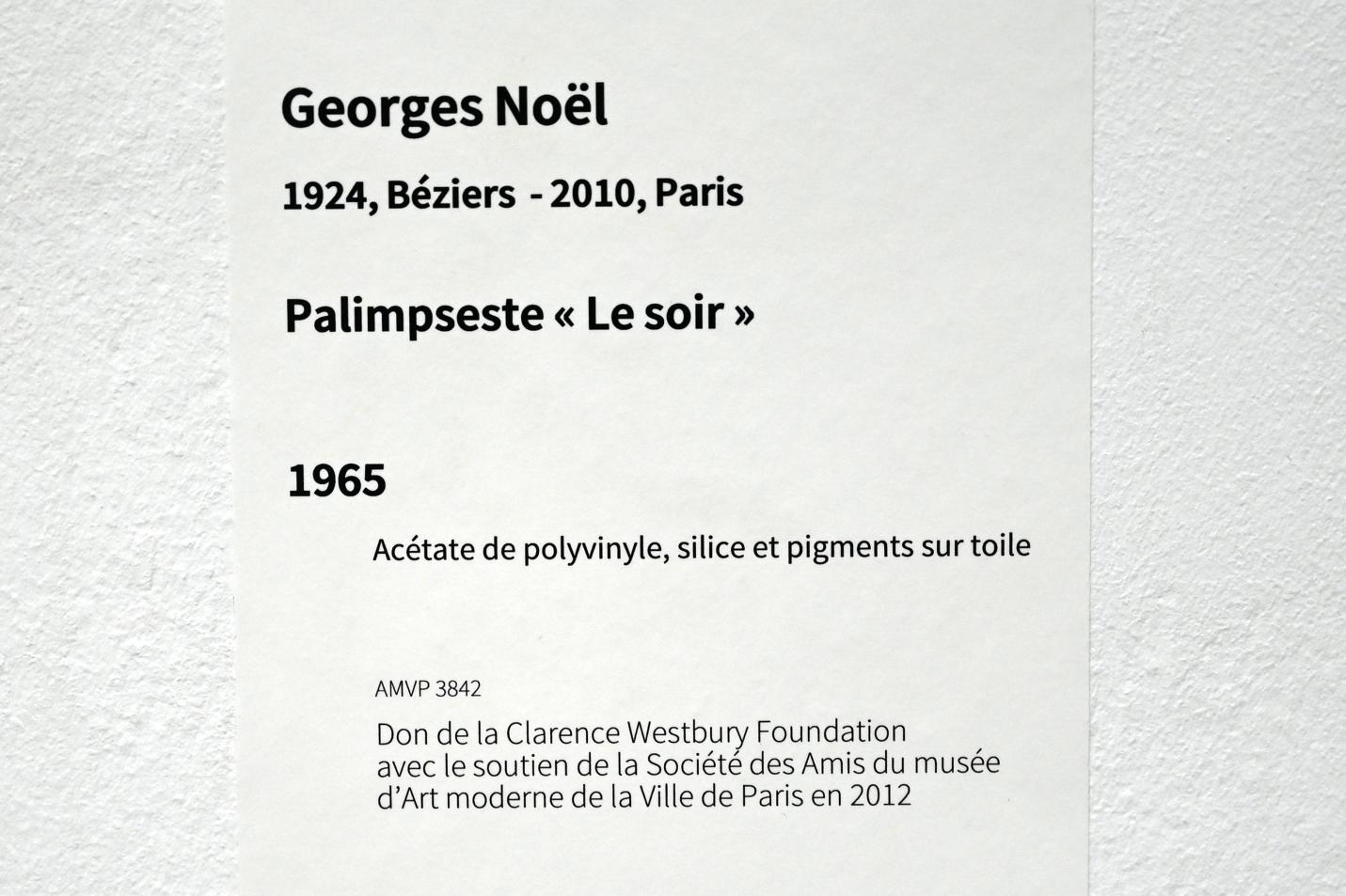 Georges Noël (1965), Palimpsest "Der Abend", Paris, Musée d’art moderne de la Ville de Paris, Saal 7, 1965, Bild 2/2