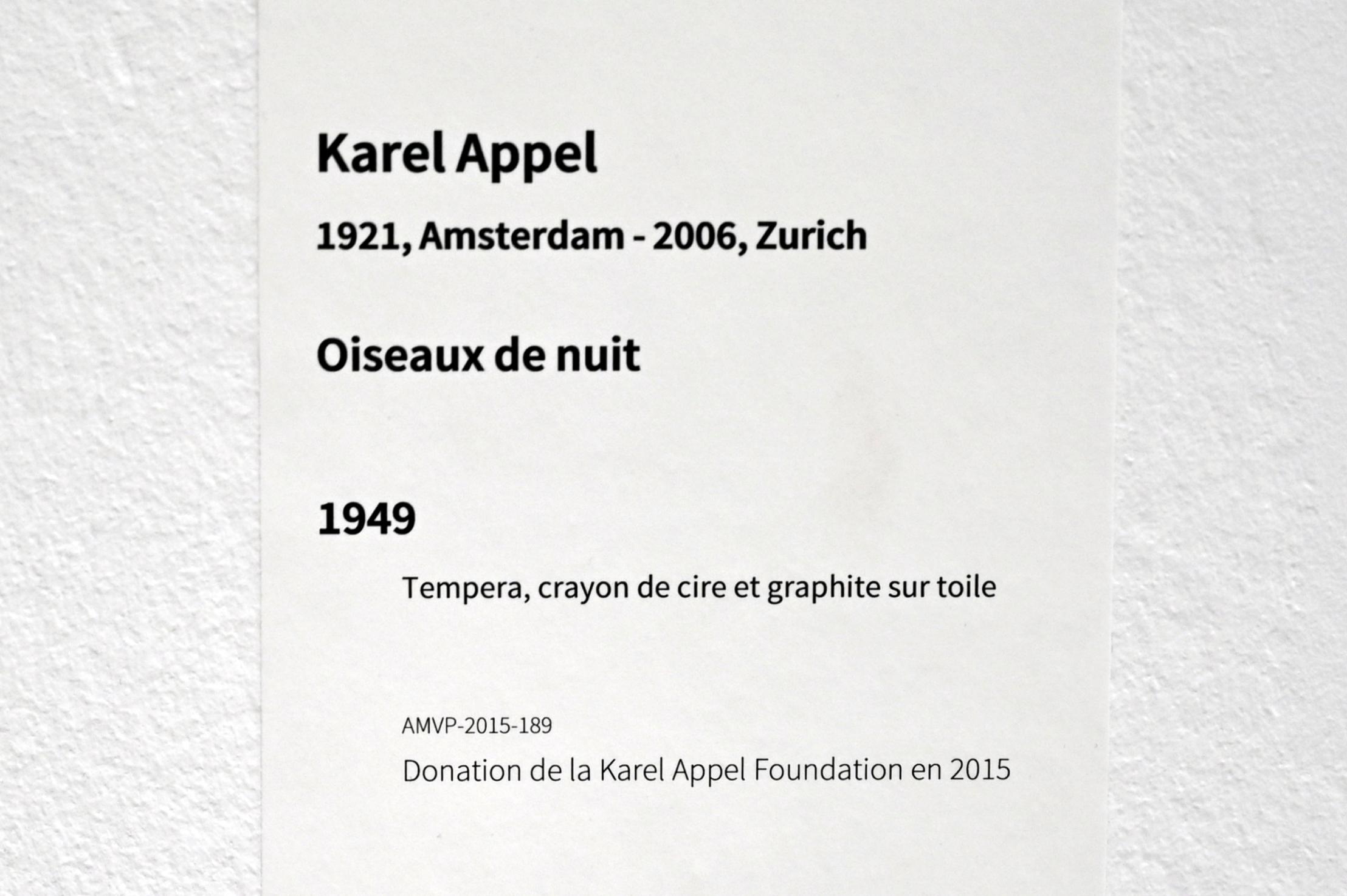 Karel Appel (1947–1959), Nachteulen, Paris, Musée d’art moderne de la Ville de Paris, Saal 7, 1949, Bild 2/2