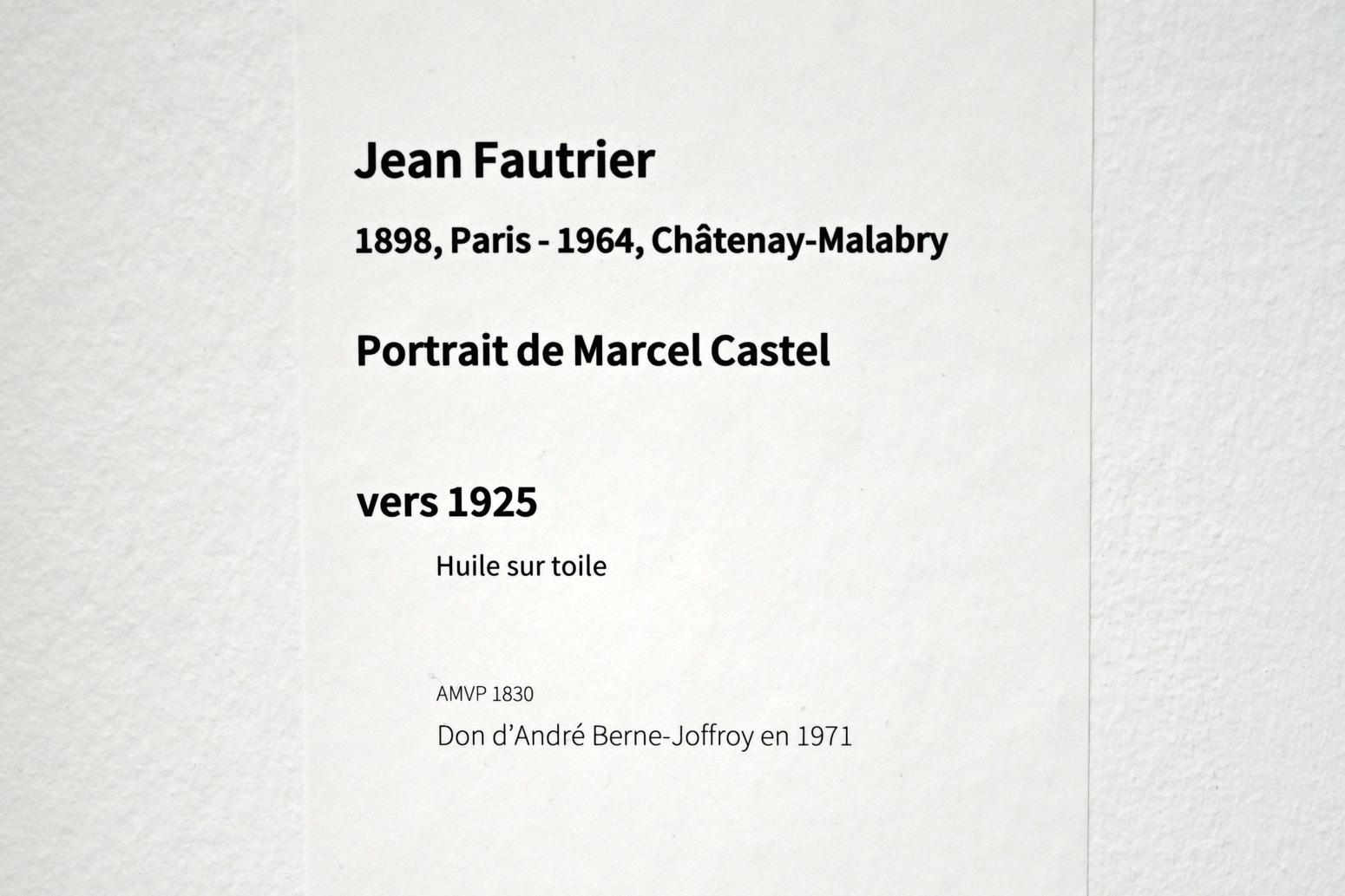 Jean Fautrier (1921–1958), Porträt von Marcel Castel, Paris, Musée d’art moderne de la Ville de Paris, Saal 8, um 1925, Bild 2/2