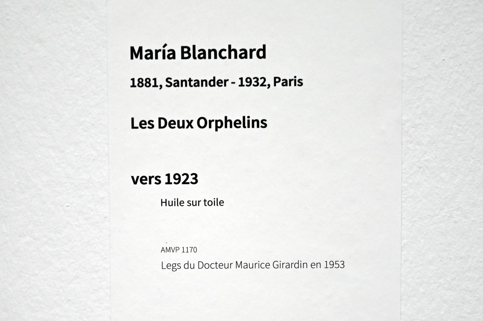 María Gutiérrez Blanchard (1917–1926), Die zwei Waisen, Paris, Musée d’art moderne de la Ville de Paris, Saal 8, um 1923, Bild 2/2