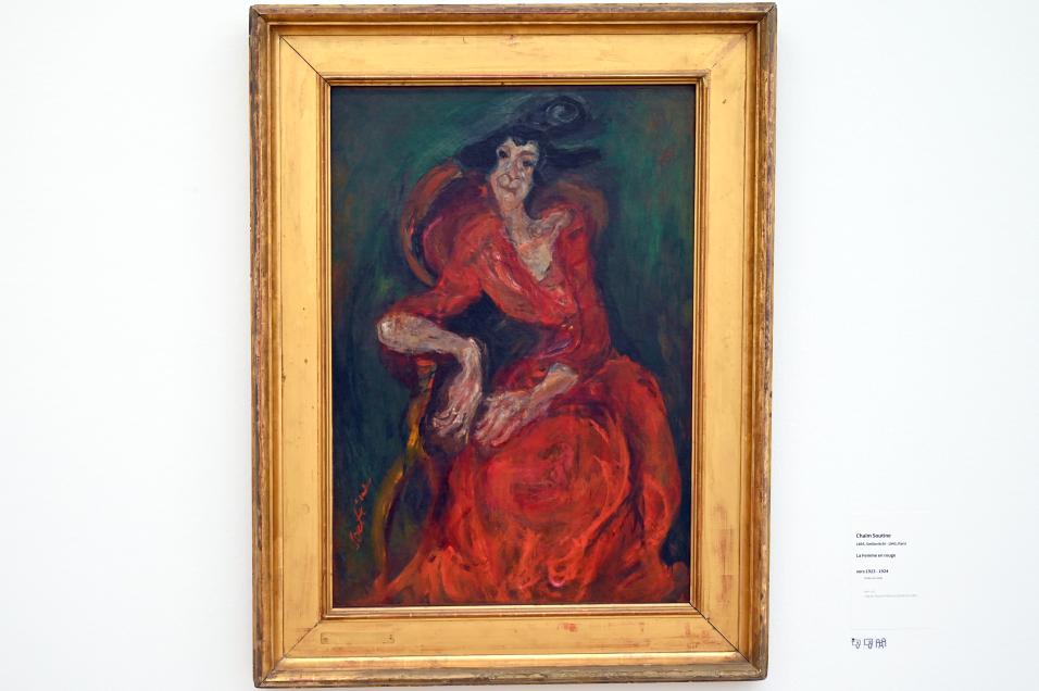 Chaïm Soutine (1919–1924), Die Frau in Rot, Paris, Musée d’art moderne de la Ville de Paris, Saal 8, um 1923–1924, Bild 1/2