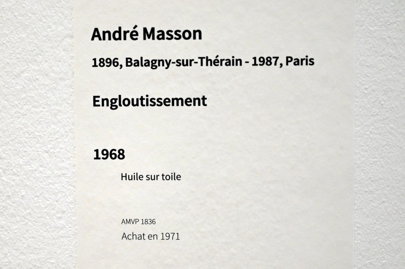 André Masson (1925–1968), Verschlingung, Paris, Musée d’art moderne de la Ville de Paris, Saal 10, 1968, Bild 2/2