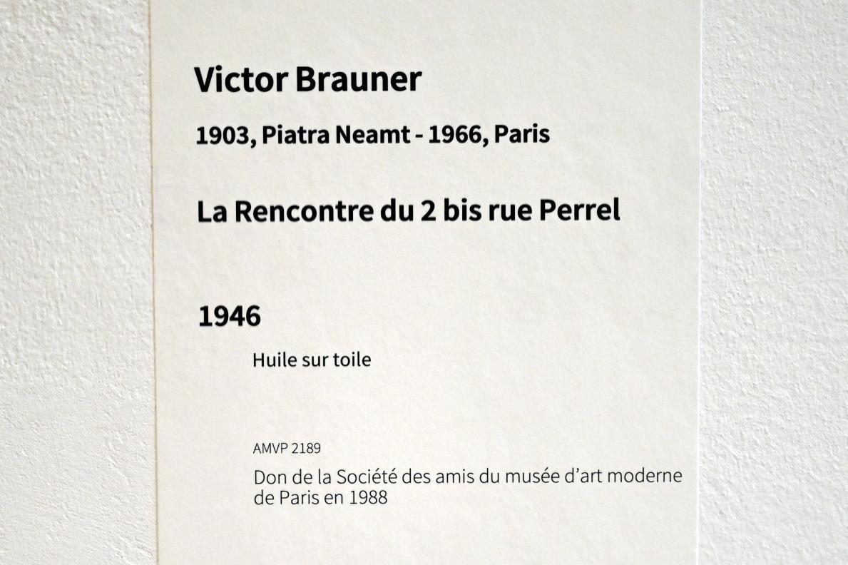 Victor Brauner (1930–1963), Die Begegnung in der Rue Perrel 2a, Paris, Musée d’art moderne de la Ville de Paris, Saal 10, 1946, Bild 2/2