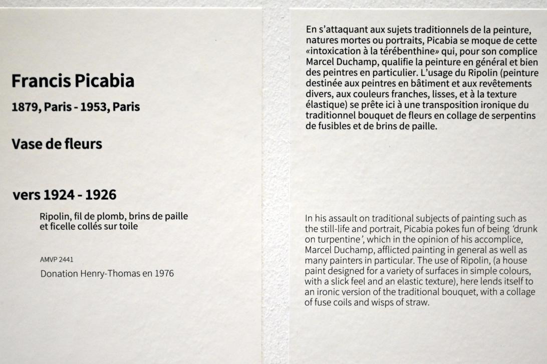 Francis Picabia (1908–1948), Blumenvase, Paris, Musée d’art moderne de la Ville de Paris, Saal 10, um 1924–1926, Bild 2/2