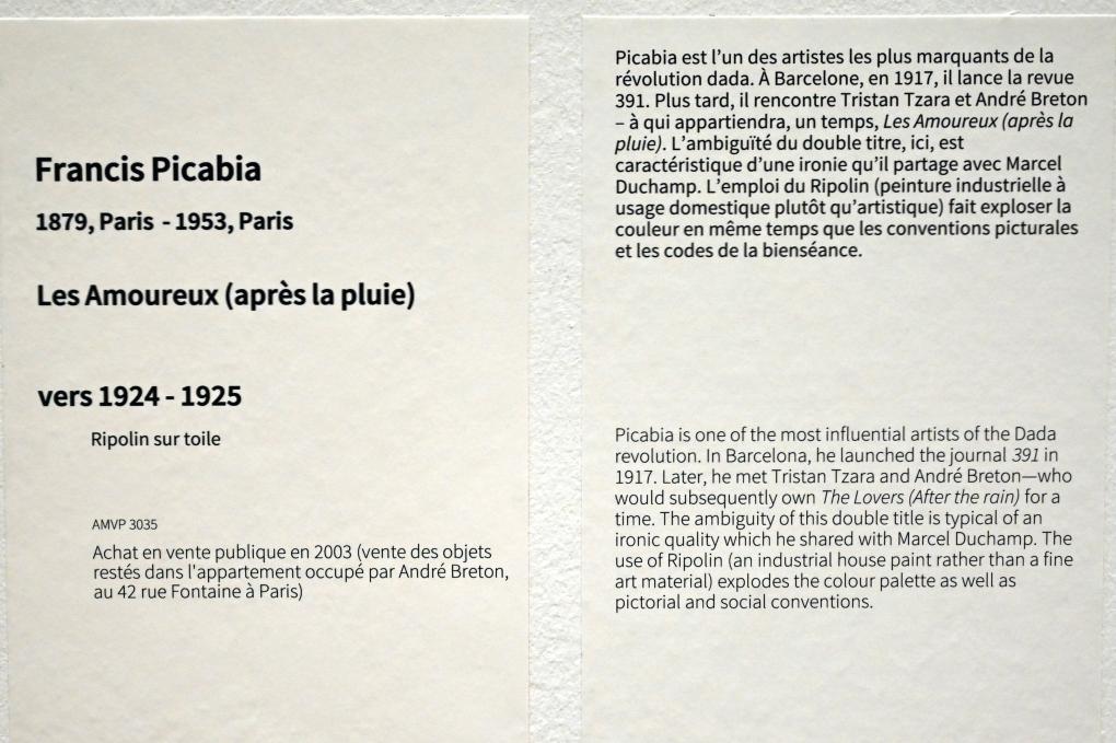 Francis Picabia (1908–1948), Die Verliebten (nach dem Regen), Paris, Musée d’art moderne de la Ville de Paris, Saal 10, um 1924–1925, Bild 2/2