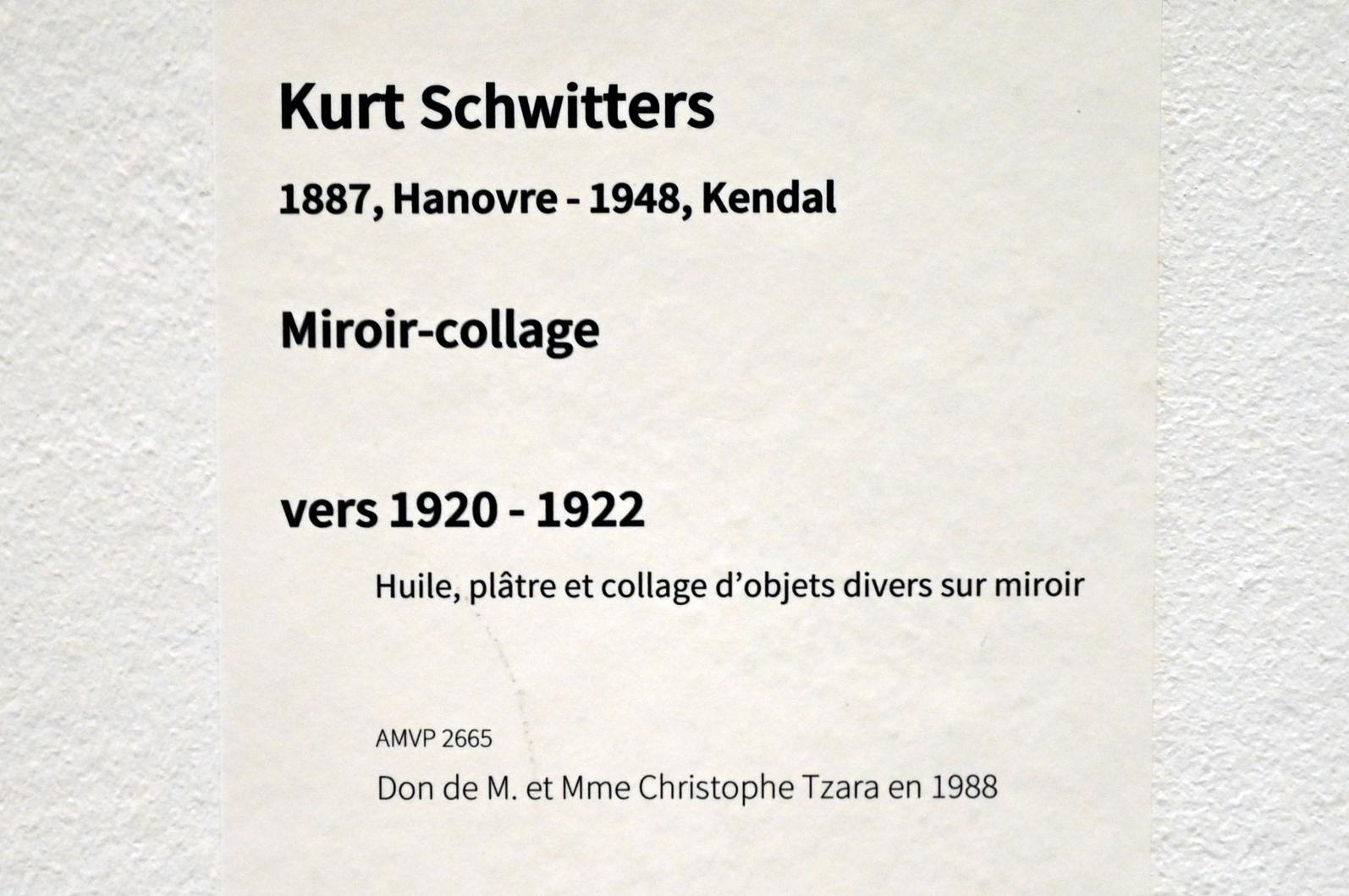 Kurt Schwitters (1919–1947), Spiegel-Collage, Paris, Musée d’art moderne de la Ville de Paris, Saal 10, um 1920–1922, Bild 3/3