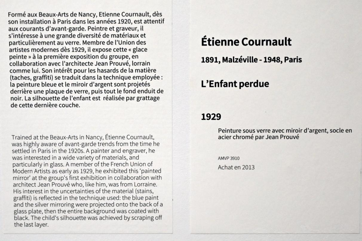 Étienne Cournault (1929–1935), Das verlorene Kind, Paris, Musée d’art moderne de la Ville de Paris, Saal 10, 1929, Bild 4/4