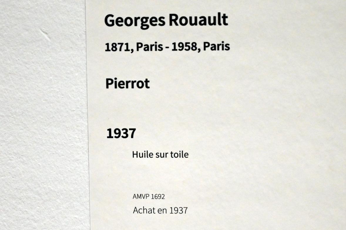 Georges Rouault (1907–1945), Pierrot, Paris, Musée d’art moderne de la Ville de Paris, Saal 11, 1937, Bild 2/2