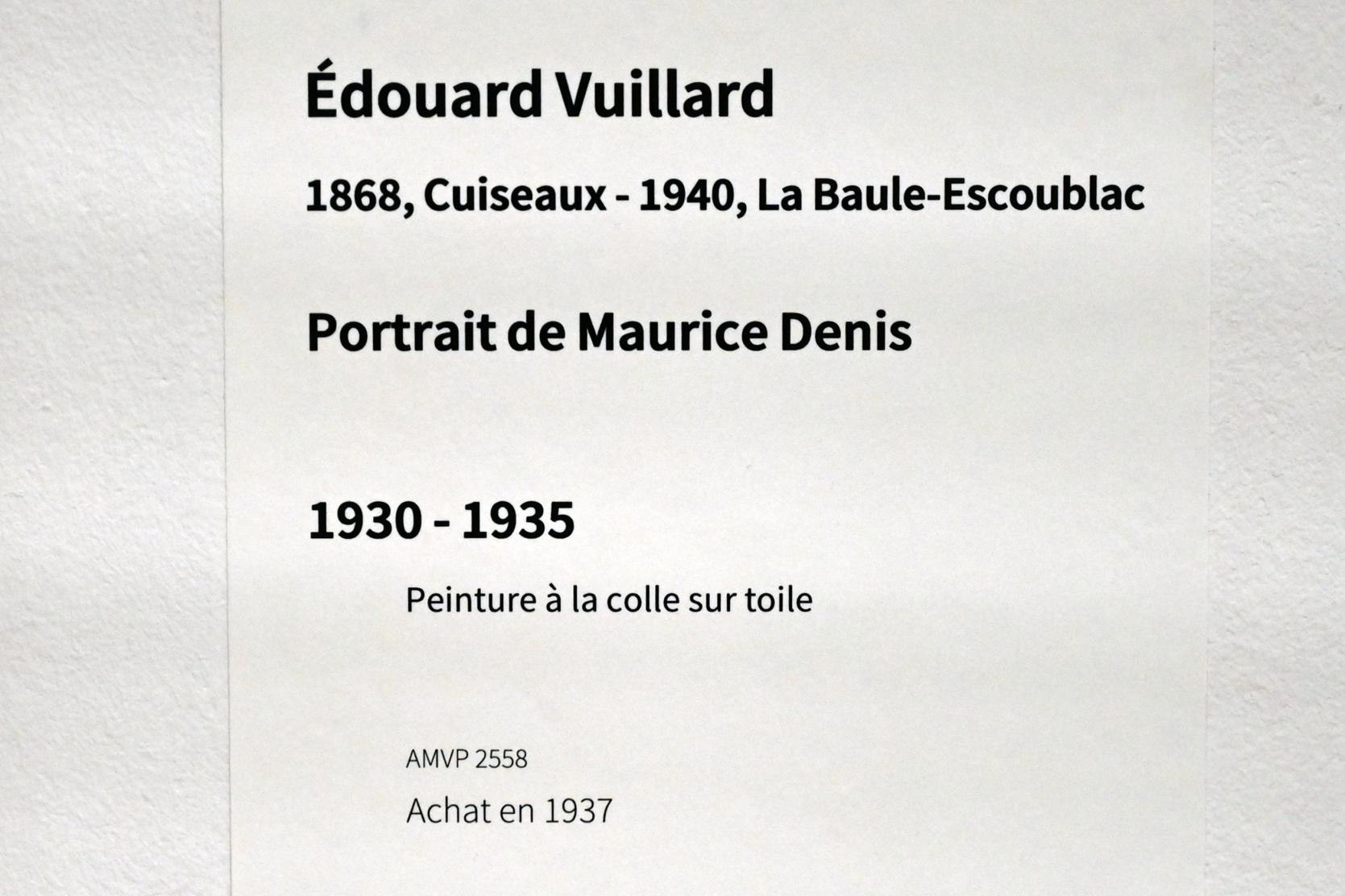 Édouard Vuillard (1889–1939), Porträt des Maurice Denis, Paris, Musée d’art moderne de la Ville de Paris, Saal 11, 1930–1935, Bild 2/2