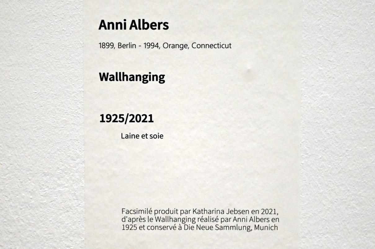 Anni Albers (1925–1984), Wallhanging, Paris, Musée d’art moderne de la Ville de Paris, Saal 12, 1925, Bild 2/2