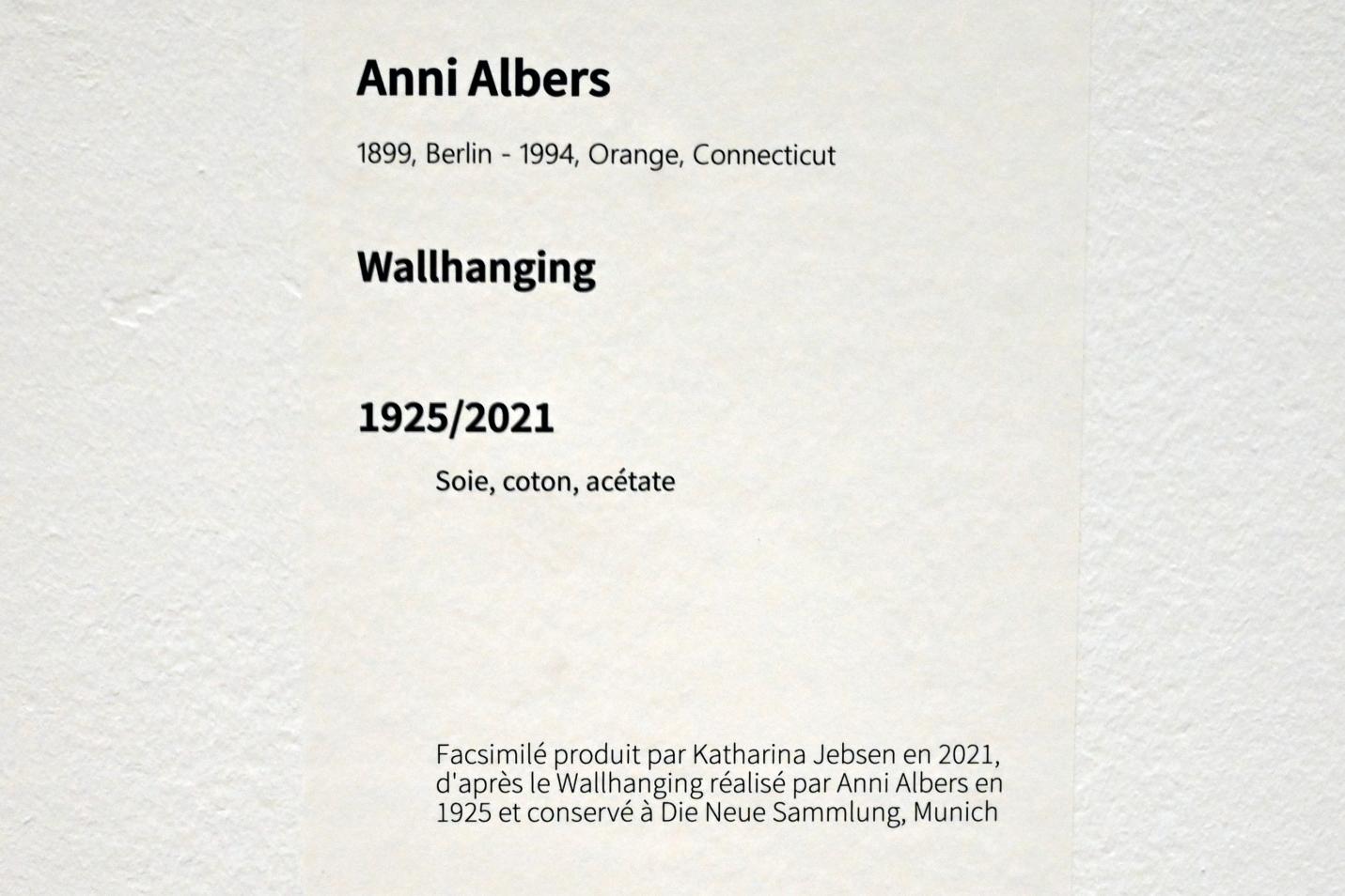 Anni Albers (1925–1984), Wallhanging, Paris, Musée d’art moderne de la Ville de Paris, Saal 12, 1925, Bild 2/2