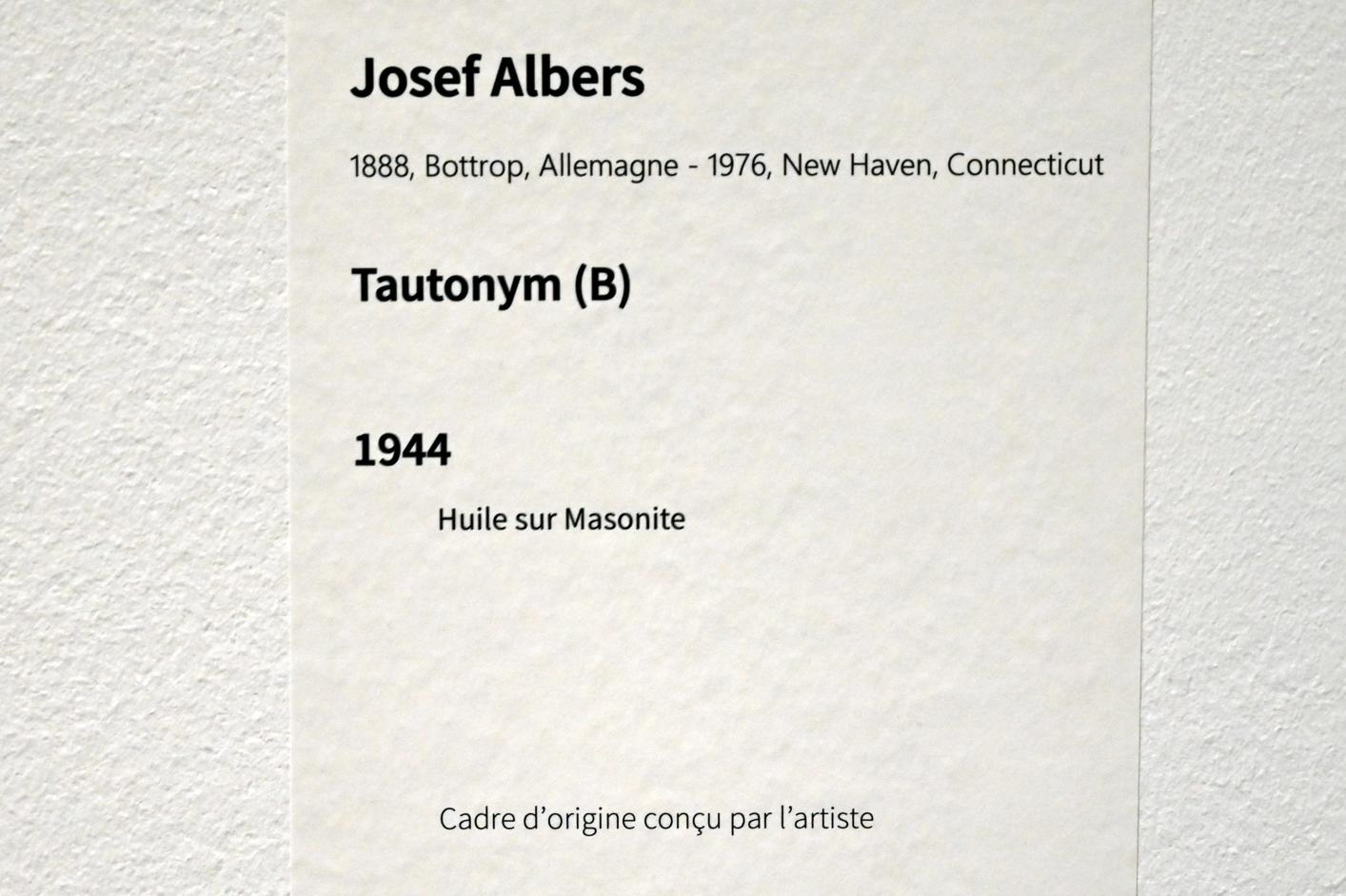 Josef Albers (1927–1967), Tautonym (B), Paris, Musée d’art moderne de la Ville de Paris, Saal 12, 1944, Bild 2/2