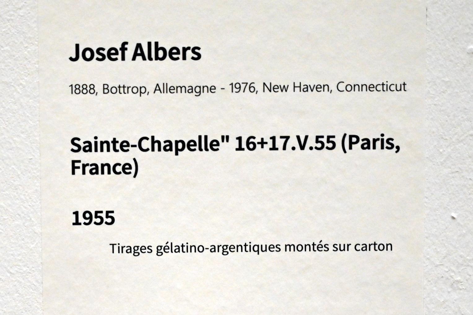Josef Albers (1927–1967), Sainte-Chapelle 16+17.V.55 (Paris, Frankreich), Paris, Musée d’art moderne de la Ville de Paris, Saal 12, 1955, Bild 2/2