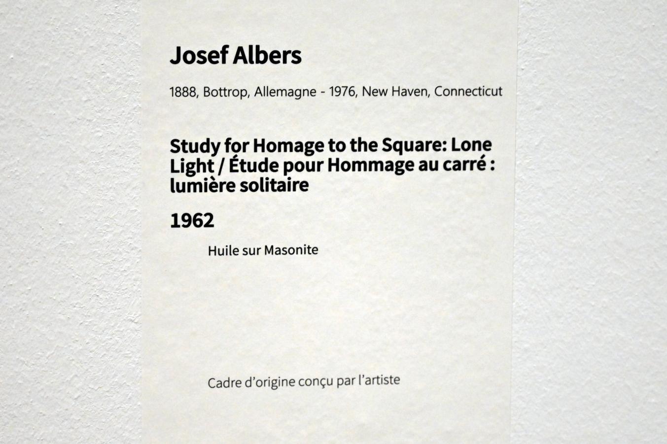 Josef Albers (1927–1967), Studie für Hommage an das Quadrat: einsames Licht, Paris, Musée d’art moderne de la Ville de Paris, Saal 13, 1962, Bild 2/2
