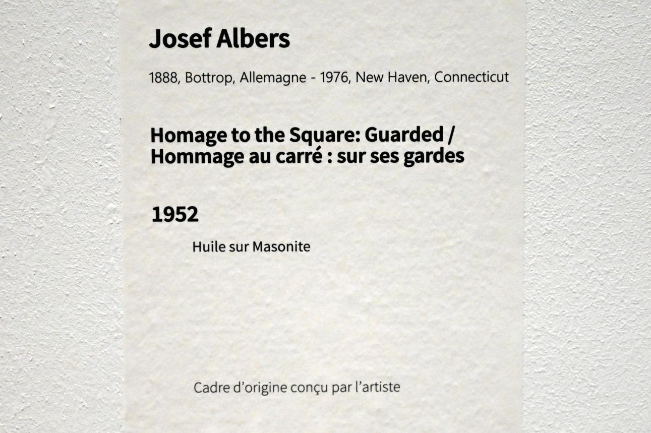 Josef Albers (1927–1967), Hommage an das Quadrat: bewacht, Paris, Musée d’art moderne de la Ville de Paris, Saal 13, 1952, Bild 2/2