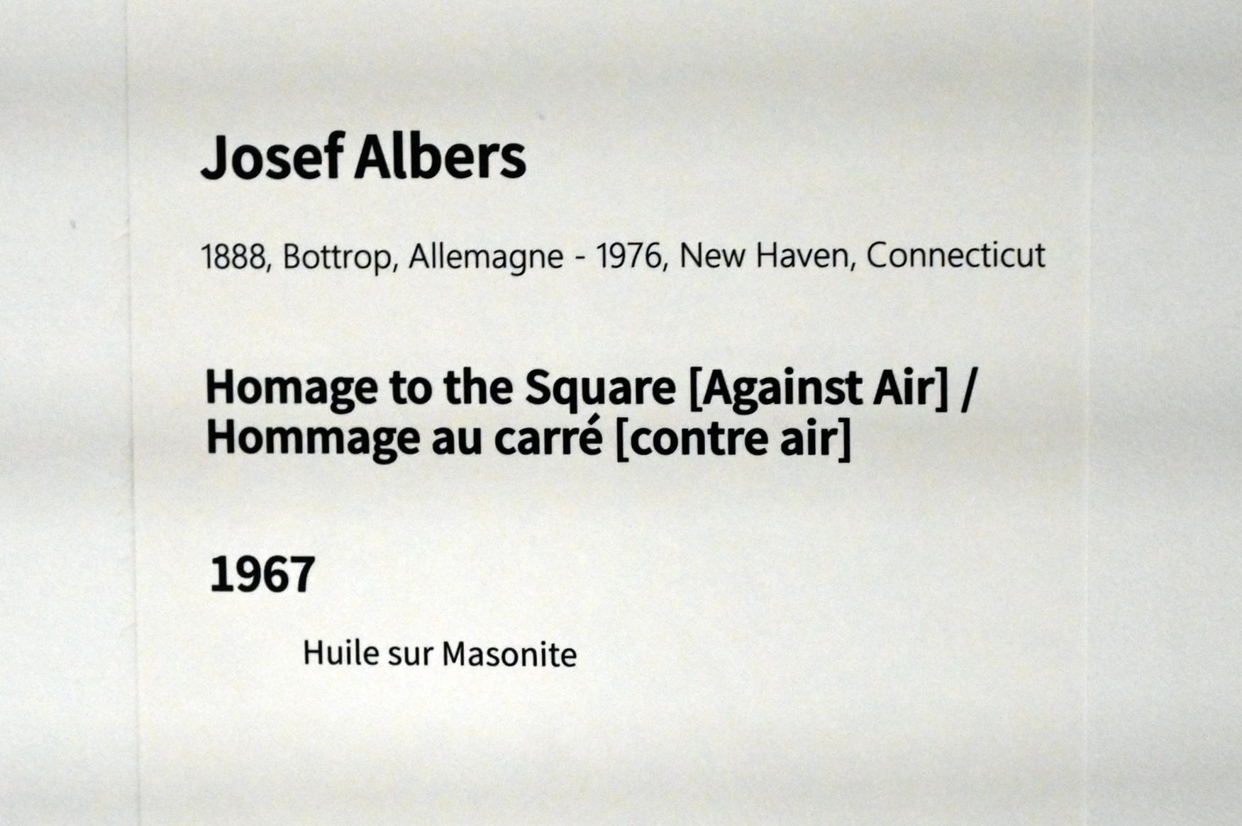 Josef Albers (1927–1967), Hommage an das Quadrat [Gegen die Luft], Paris, Musée d’art moderne de la Ville de Paris, Saal 13, 1967, Bild 2/2