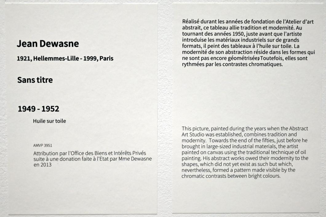 Jean Dewasne (1946–1980), Ohne Titel, Paris, Musée d’art moderne de la Ville de Paris, Saal 14, 1949–1952, Bild 2/2