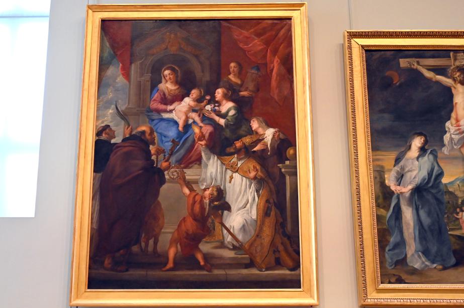 Gaspar de Crayer (1629–1652), Maria mit Kind und den heiligen Dominikus, Antonius, Augustinus, Monika, Dorothea und Barbara, Paris, Musée du Louvre, um 1645–1650
