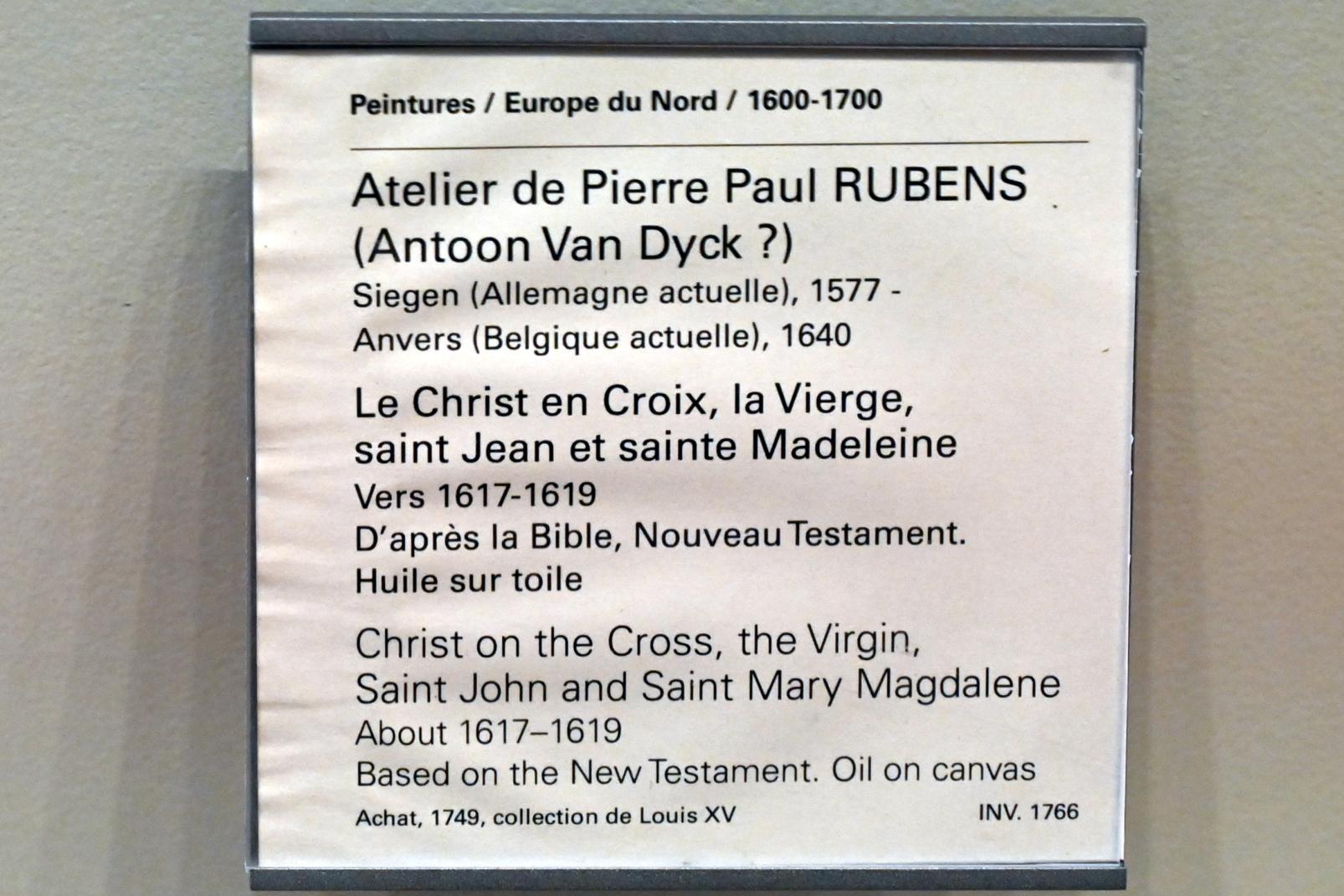 Peter Paul Rubens (Werkstatt) (1615–1635), Christus am Kreuz zwischen den heiligen Maria, Johannes und Maria Magdalena, Paris, Musée du Louvre, Saal 800, um 1617–1619, Bild 2/2