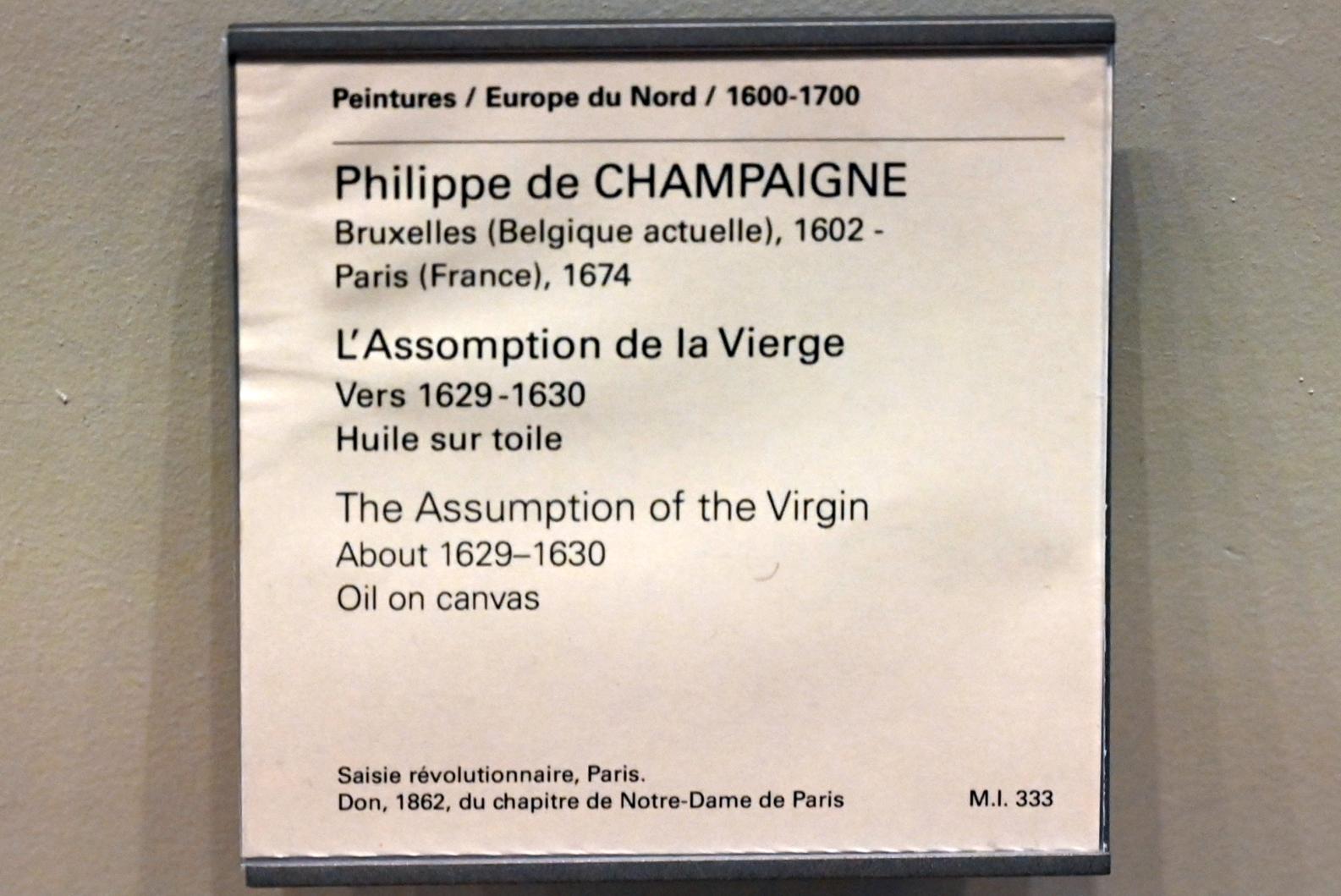 Philippe de Champaigne (1629–1668), Mariä HImmelfahrt, Paris, Musée du Louvre, Saal 800, um 1629–1630, Bild 2/2