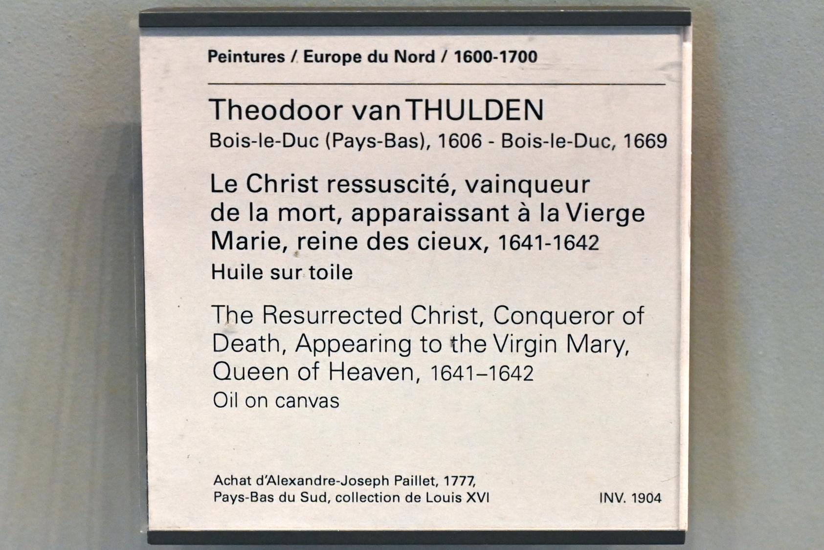 Theodoor van Thulden (1640–1641), Der auferstandene Christus, Überwinder des Todes, erscheint der Jungfrau Maria, Königin des Himmels, Paris, Musée du Louvre, Saal 800, 1641–1642, Bild 2/2