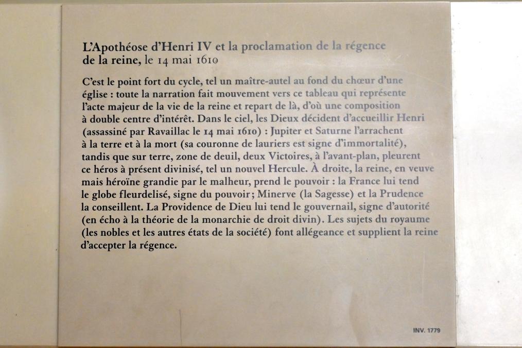 Peter Paul Rubens (1598–1640), Apotheose Heinrichs IV. und Proklamation der Regentschaft Maria de' Medicis, Paris, Musée du Louvre, Saal 801, 1622–1625, Bild 2/2