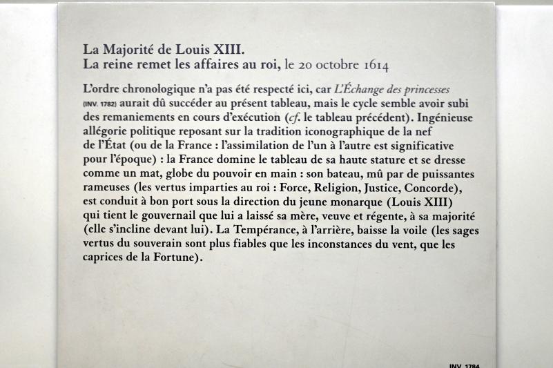 Peter Paul Rubens (1598–1640), Die Herrschaft Ludwigs XIII. Die Königin übergibt die Regierung am 20. Oktober 1614 an den König, Paris, Musée du Louvre, Saal 801, 1. Viertel 17. Jhd., Bild 2/2