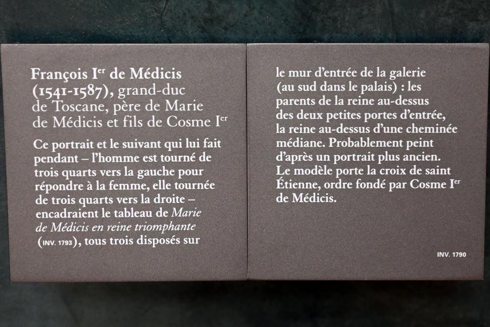 Peter Paul Rubens (1598–1640), Porträt von Francesco I. de’ Medici (1541-1587), Großherzog der Toskana, Sohn von Cosimo I. und Vater von Maria de' Medici, Paris, Musée du Louvre, Saal 801, 17. Jhd., Bild 2/2