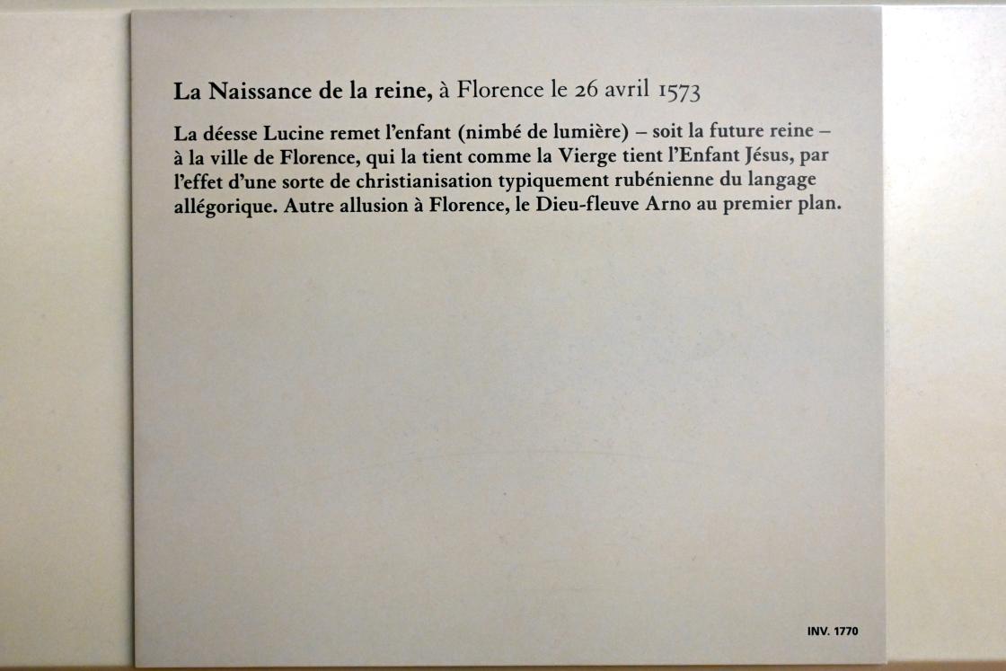 Peter Paul Rubens (1598–1640), Die Geburt der Königin in Florenz am 26. April 1573, Paris, Musée du Louvre, Saal 801, 1. Viertel 17. Jhd., Bild 2/2