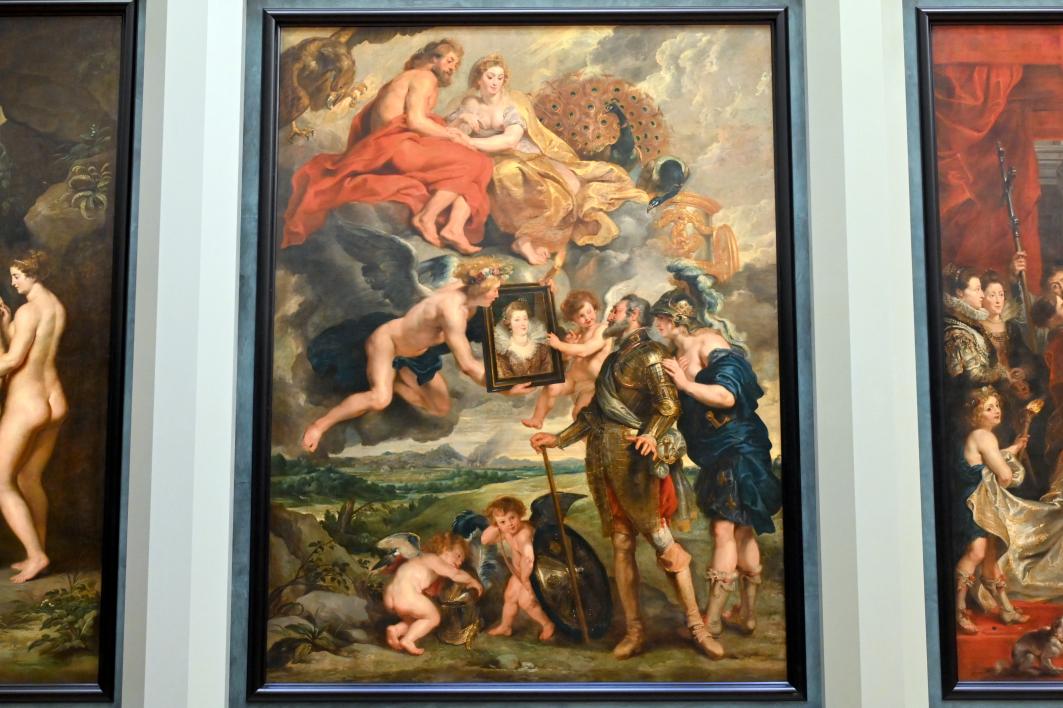 Peter Paul Rubens (1598–1640), Heinrich IV. erhält das Porträt von Marie de' Médici und lässt sich von Amor entwaffnen, Paris, Musée du Louvre, Saal 801, 1. Viertel 17. Jhd.