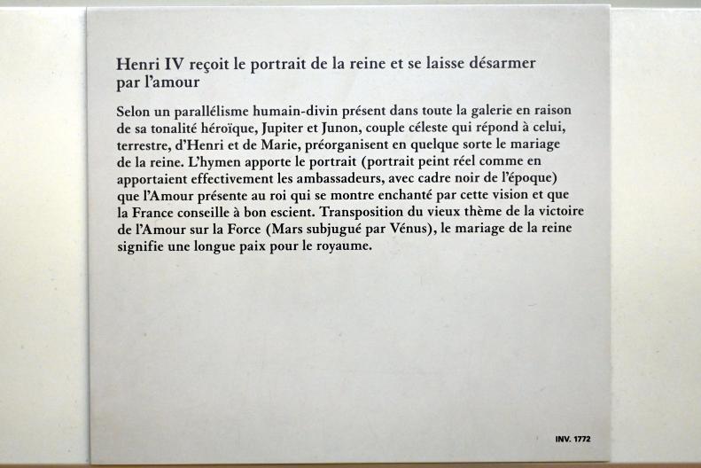 Peter Paul Rubens (1598–1640), Heinrich IV. erhält das Porträt von Marie de' Médici und lässt sich von Amor entwaffnen, Paris, Musée du Louvre, Saal 801, 1. Viertel 17. Jhd., Bild 2/2