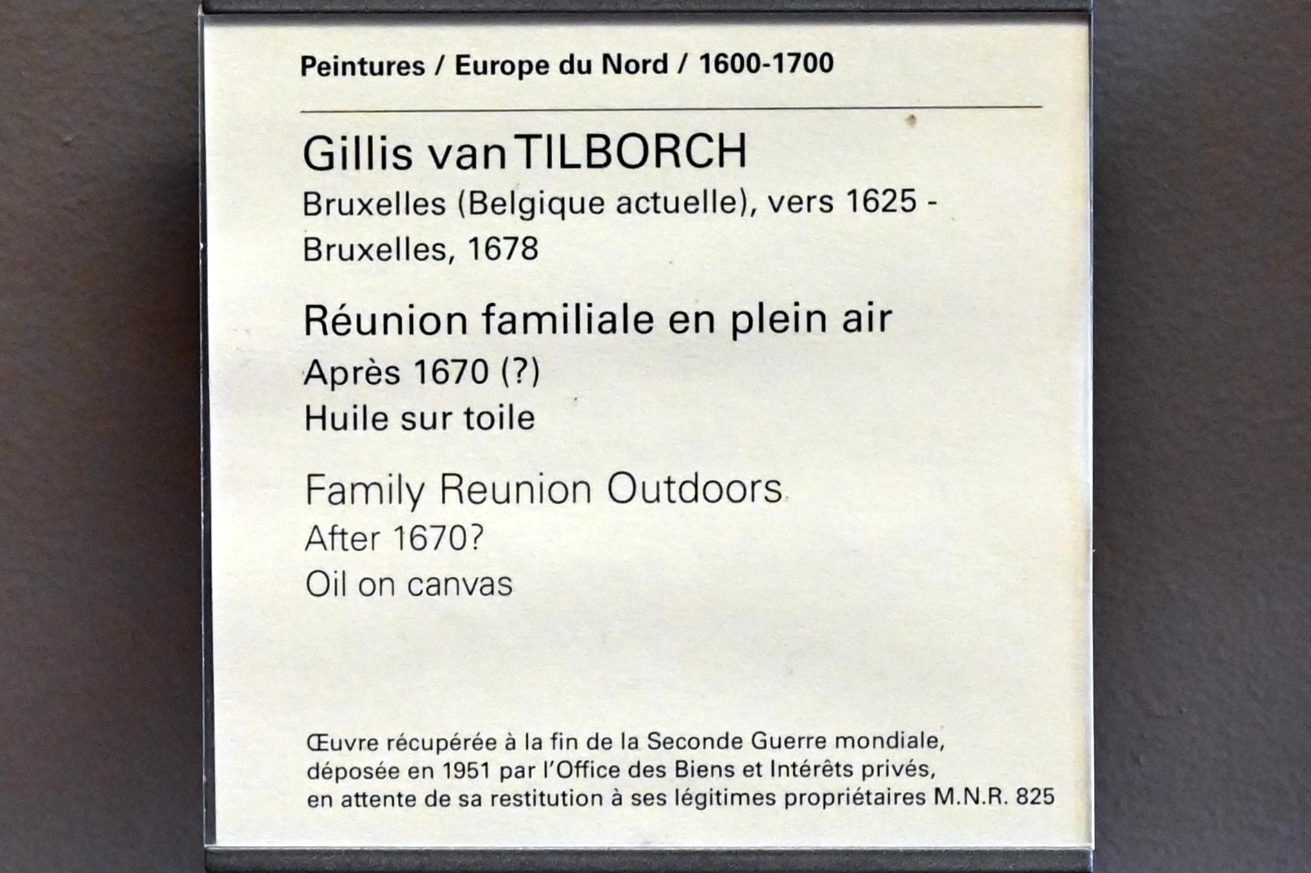 Gillis van Tilborgh (1671), Familientreffen im Freien, Paris, Musée du Louvre, Saal 802, nach 1670, Bild 2/2
