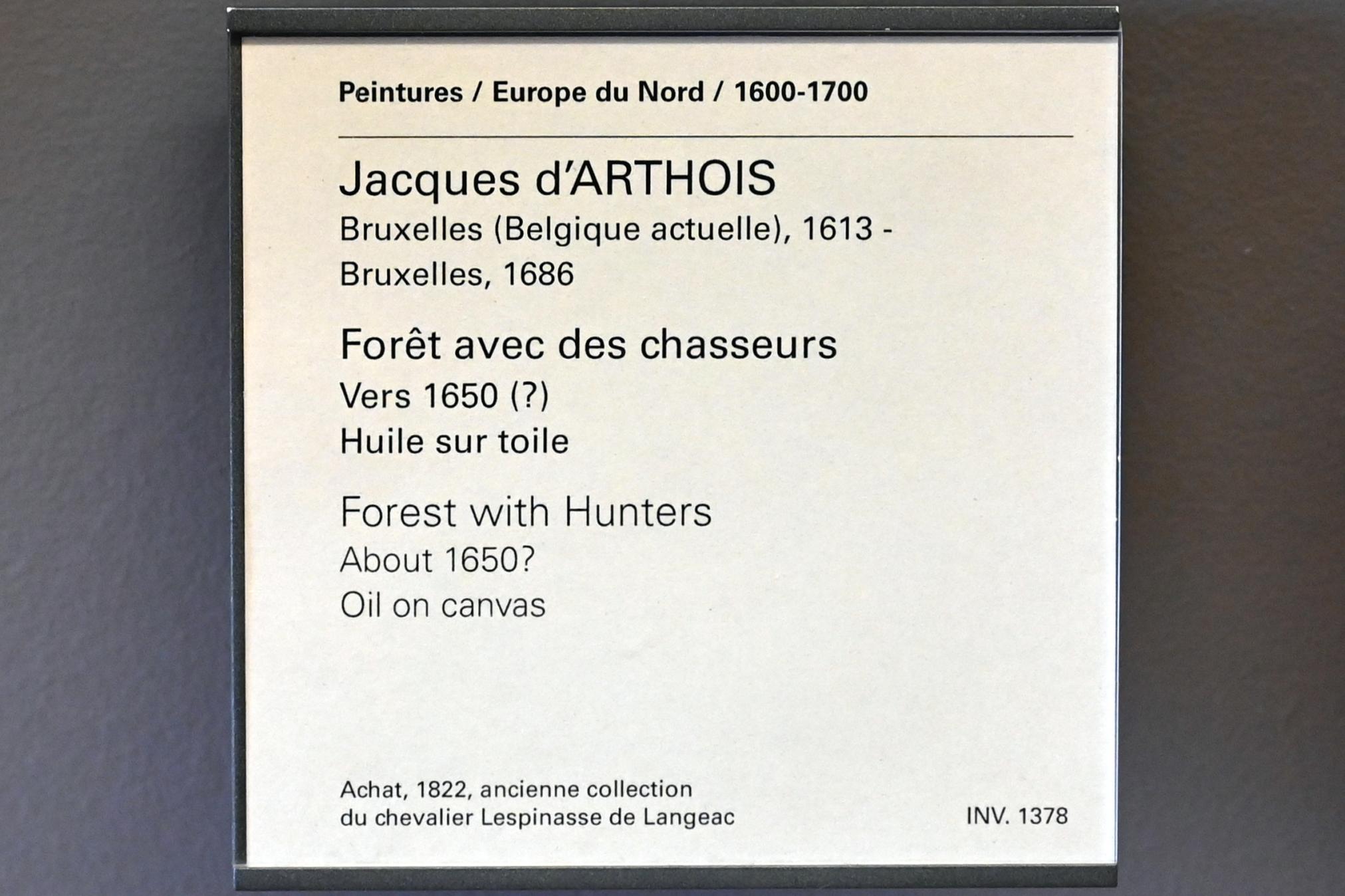 Jacques d’Arthois (1635–1665), Waldlandschaft mit Jägern, Paris, Musée du Louvre, Saal 802, um 1650, Bild 2/2